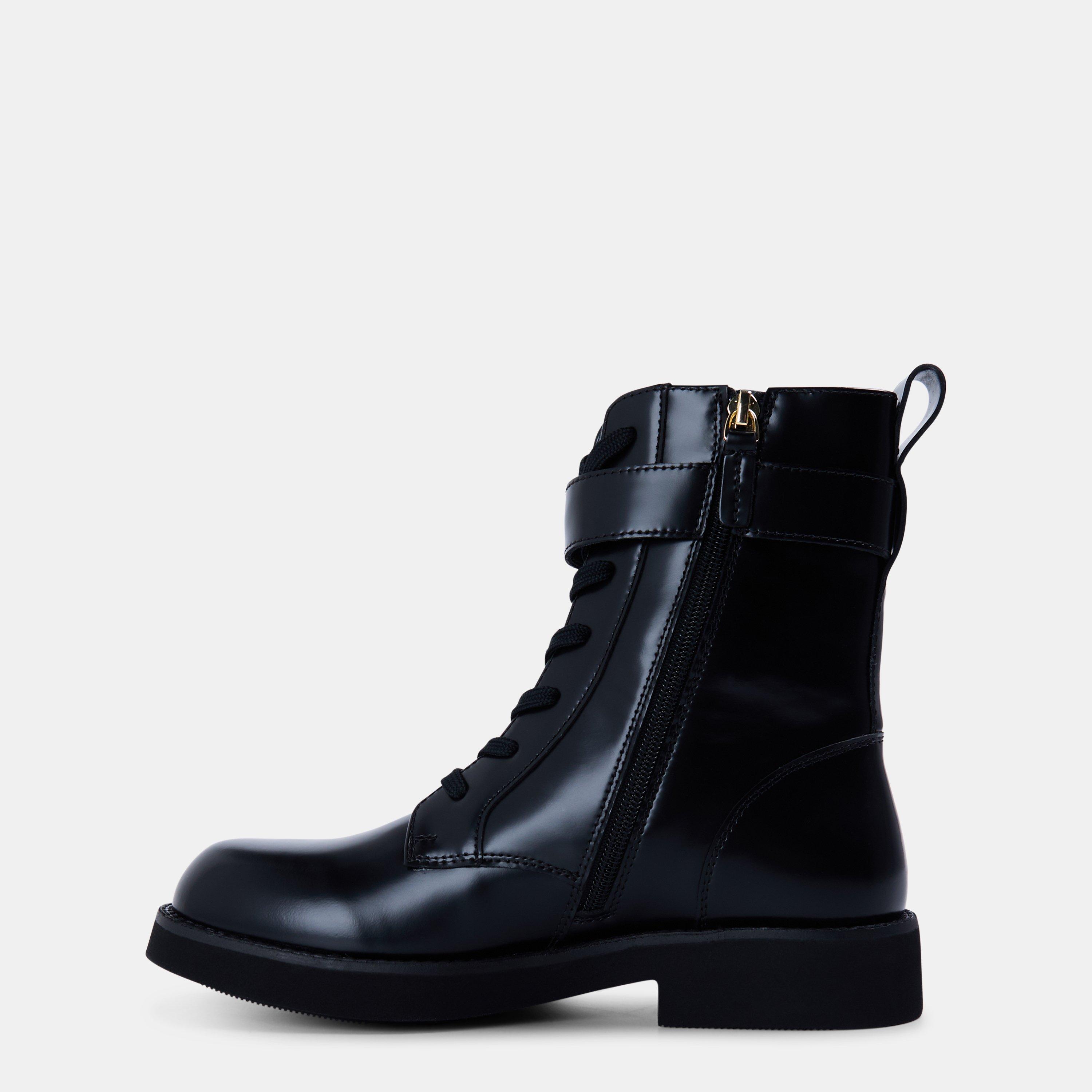 Black 001 - Boss - Women's Eleri Leather Biker Style Boots - 2