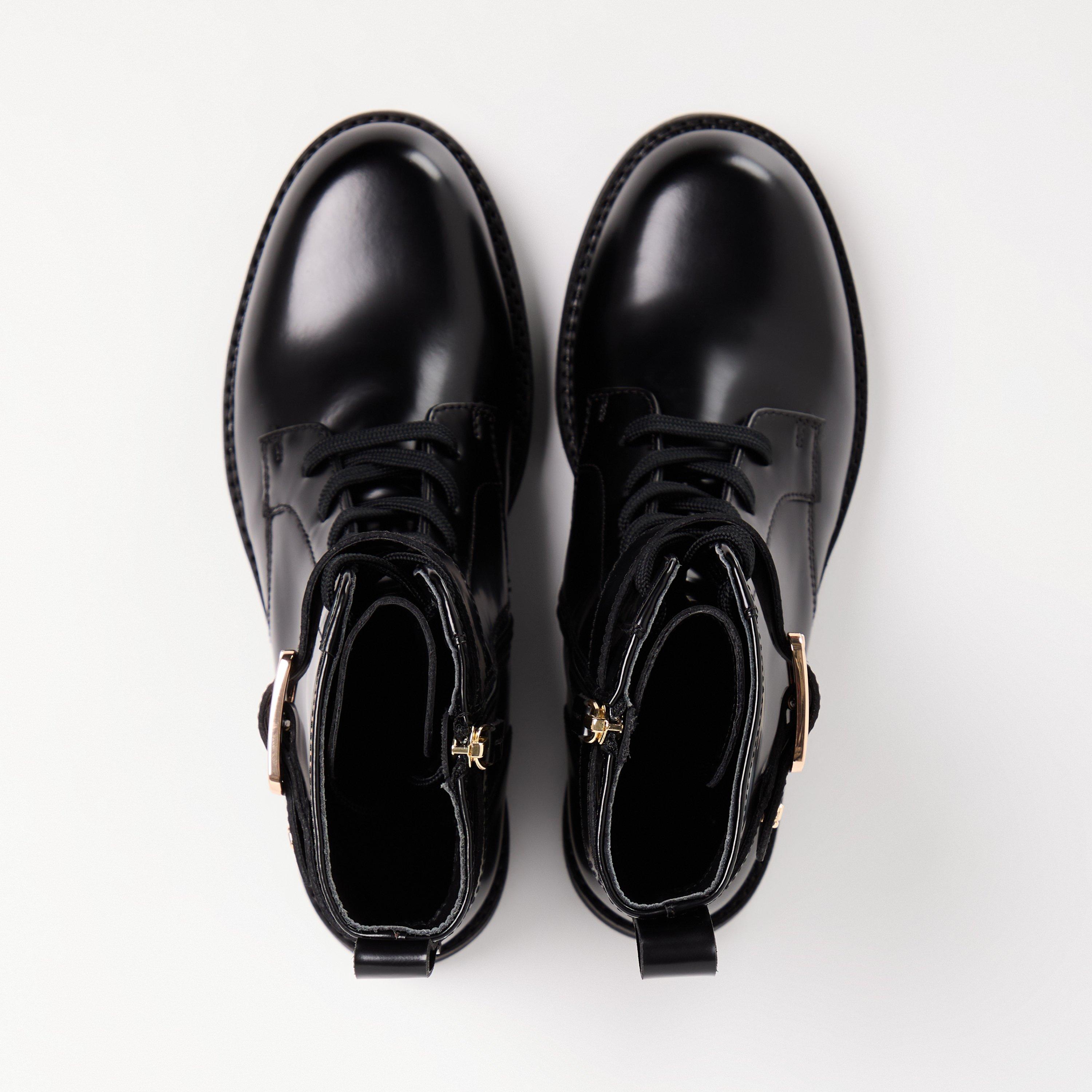 Black 001 - Boss - Women's Eleri Leather Biker Style Boots - 4