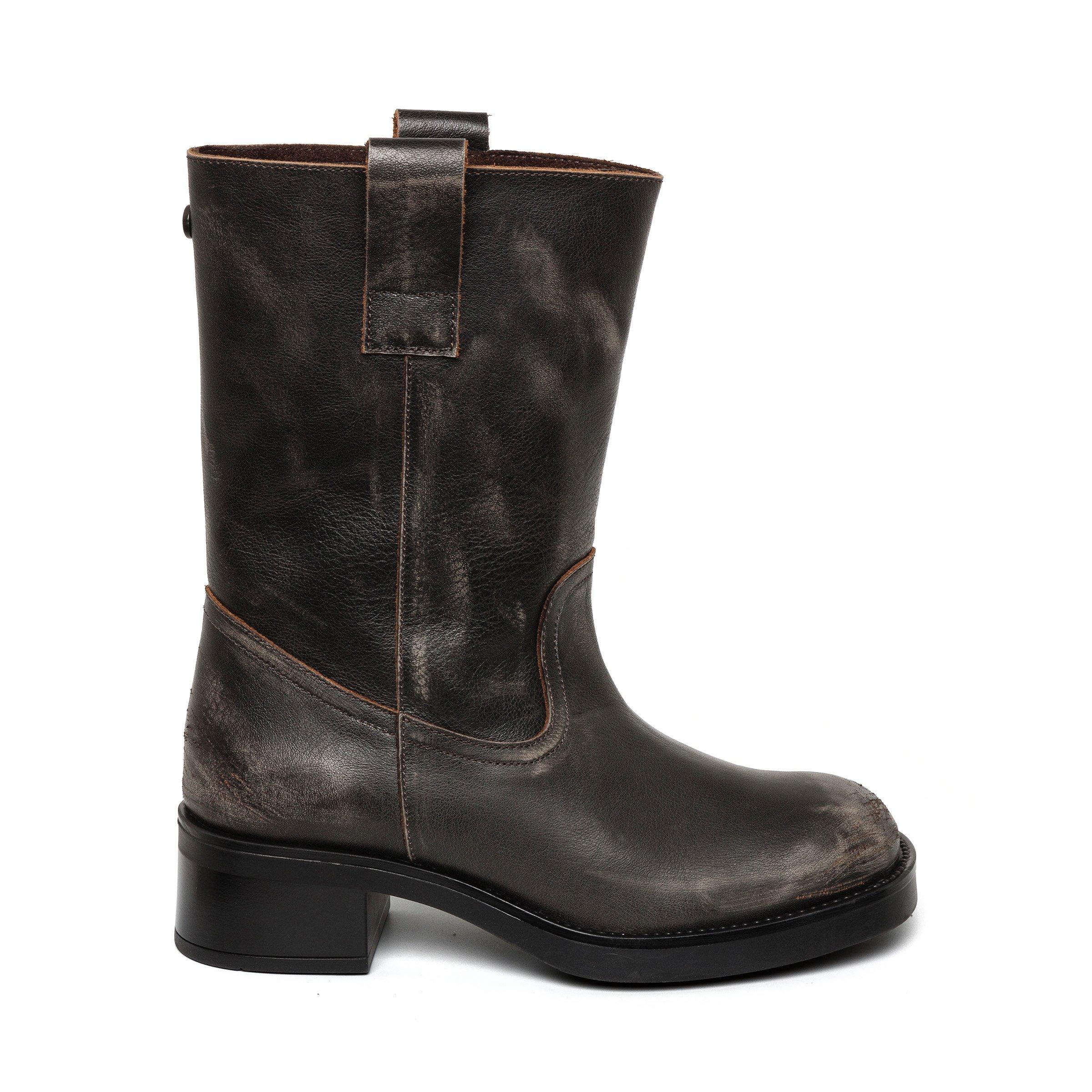 Brown Lthr - Steve Madden - Women's Benedict Side Zip Biker Boots - 1
