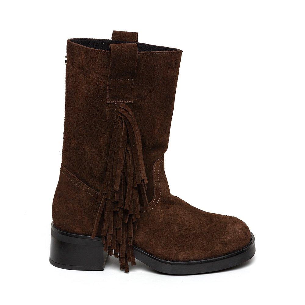 Brown Seude - Steve Madden - Women's Benedict Biker Boots - 1