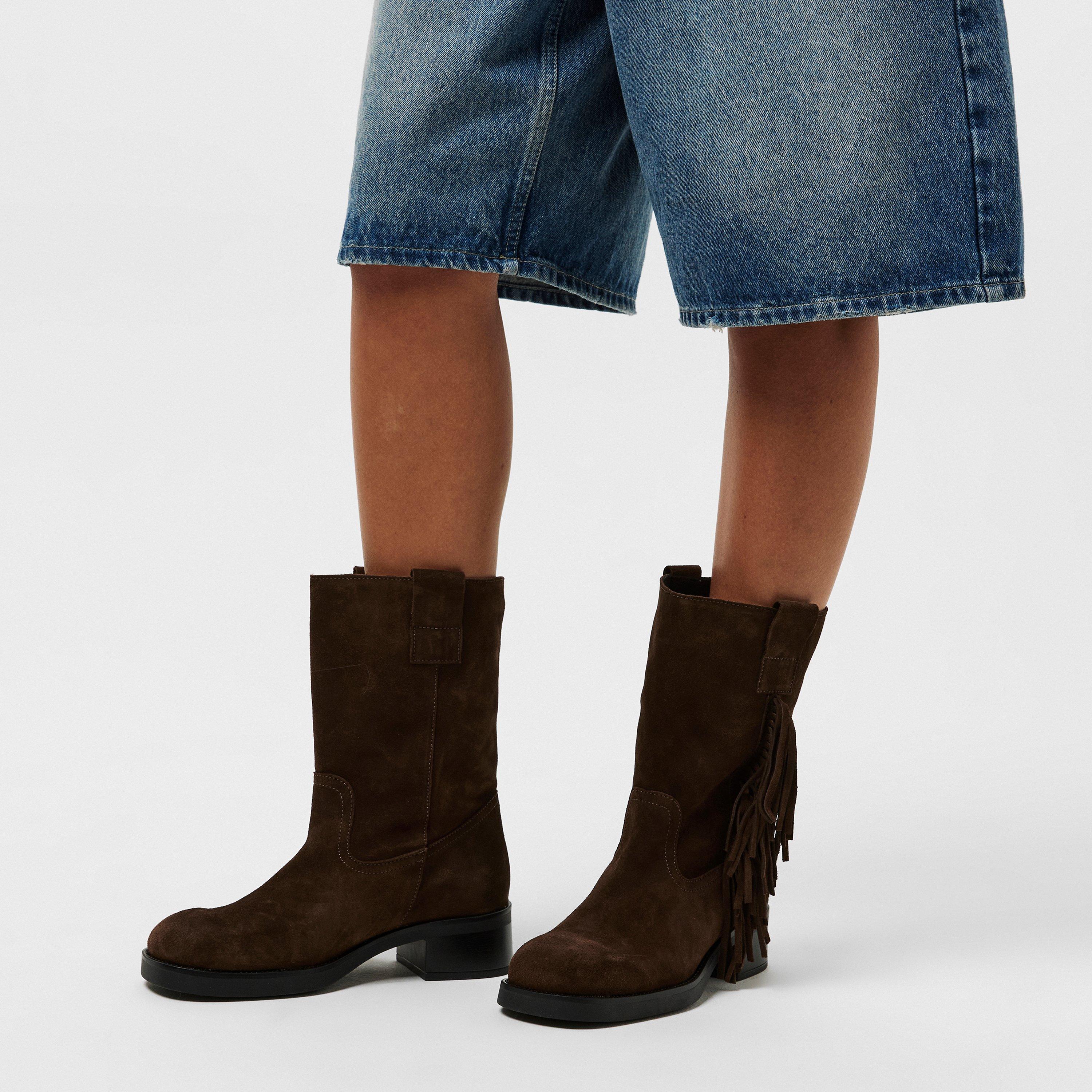 Brown Seude - Steve Madden - Women's Benedict Biker Boots - 3