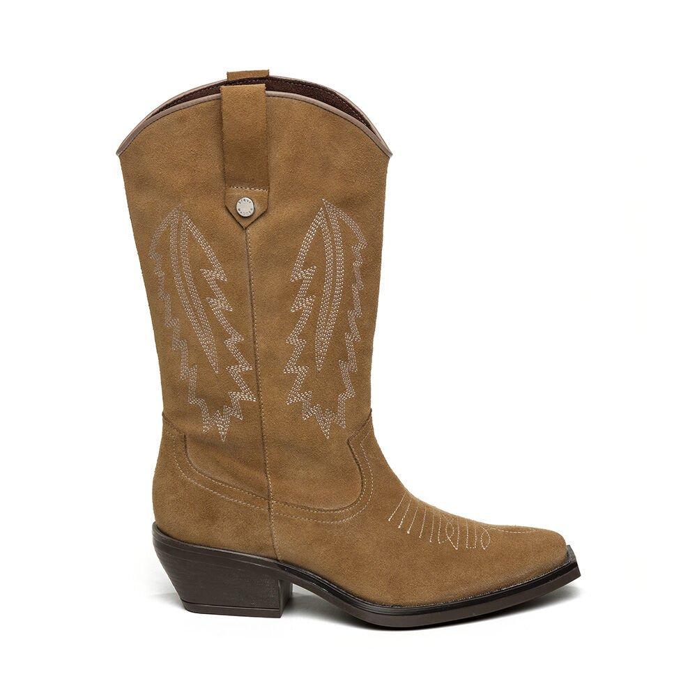 Taupe Suede - Steve Madden - Women's Wallace Western Cowboy Boots - 2