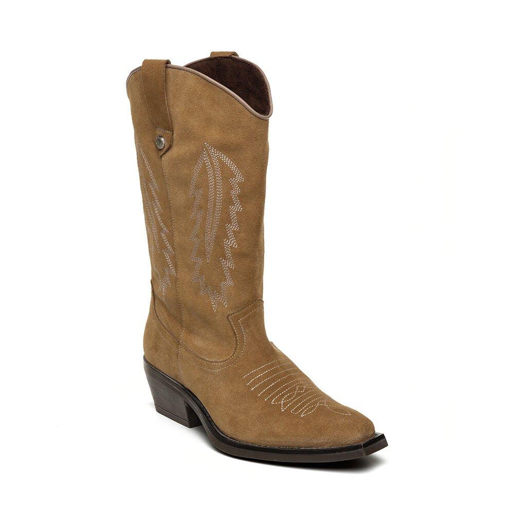 Taupe Suede - Steve Madden - Women's Wallace Western Cowboy Boots - 3