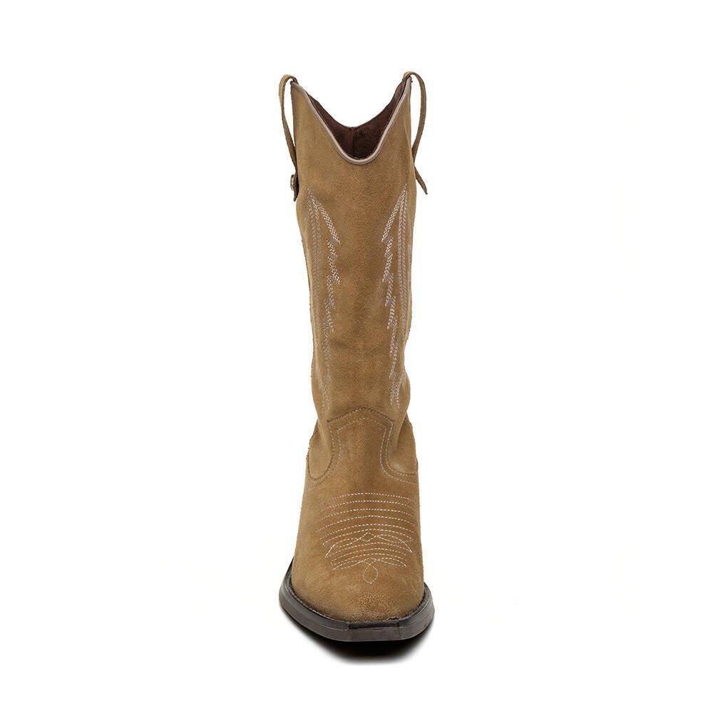 Taupe Suede - Steve Madden - Women's Wallace Western Cowboy Boots - 4