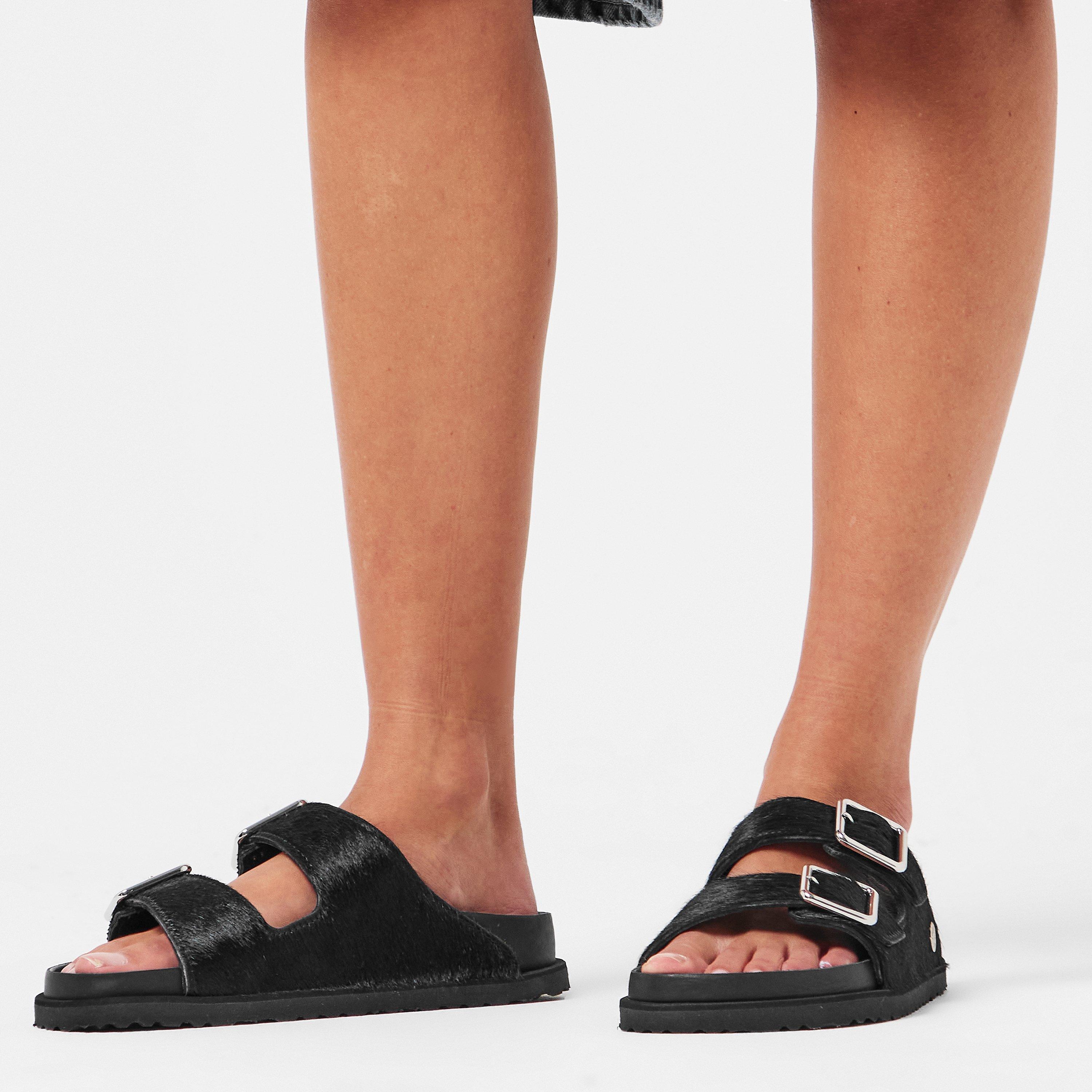 Black Pony Hair - Birkenstock 1774 - Women's Arizona Flat Sandals - 3