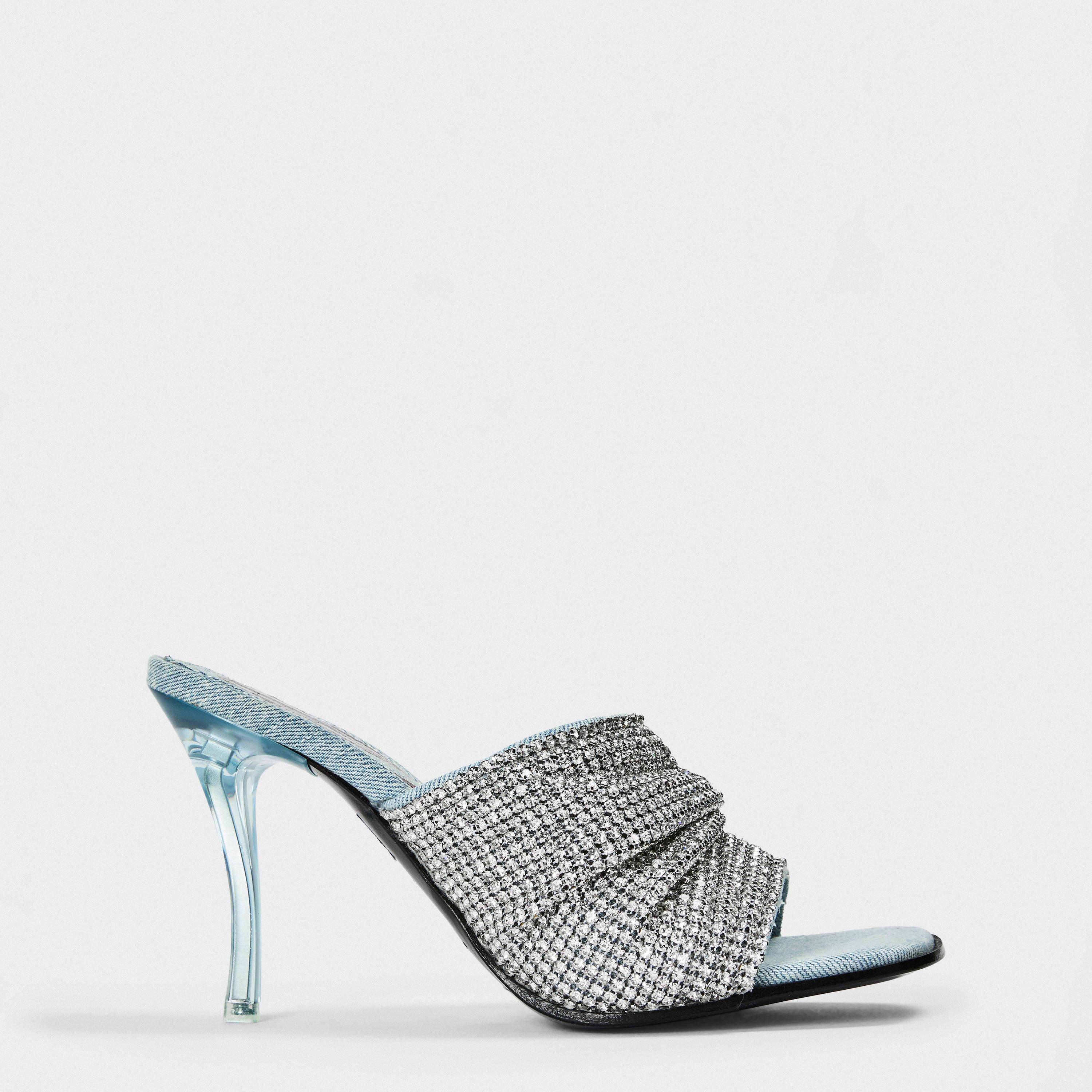 Vintage Blue - Diesel - Women's High Heel Cushioned Heeled Sandals - 1