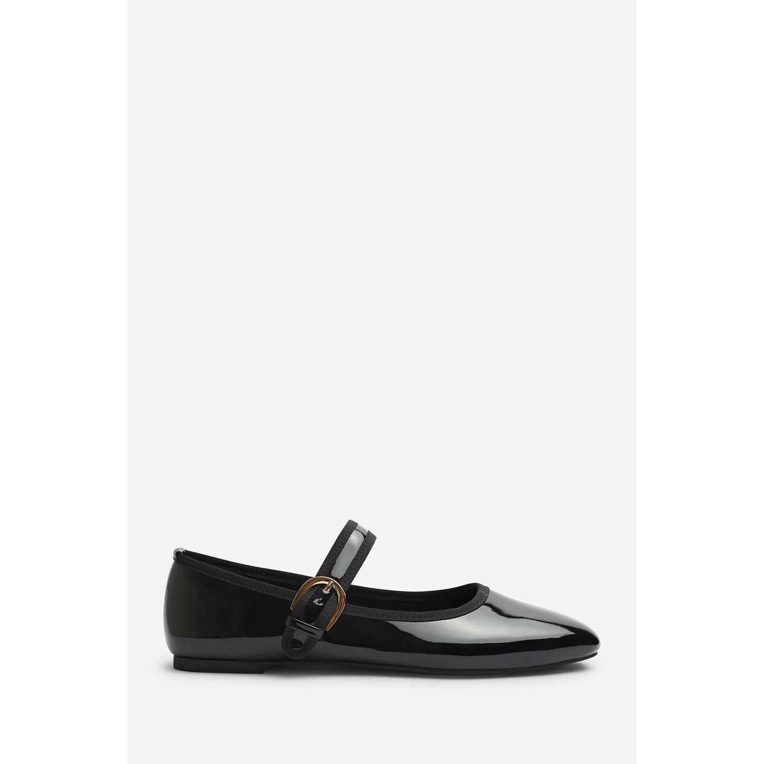 Black Patent - Wheres That From - Where’s Mary Jane Ballet Flats With Buckle Detail - 2
