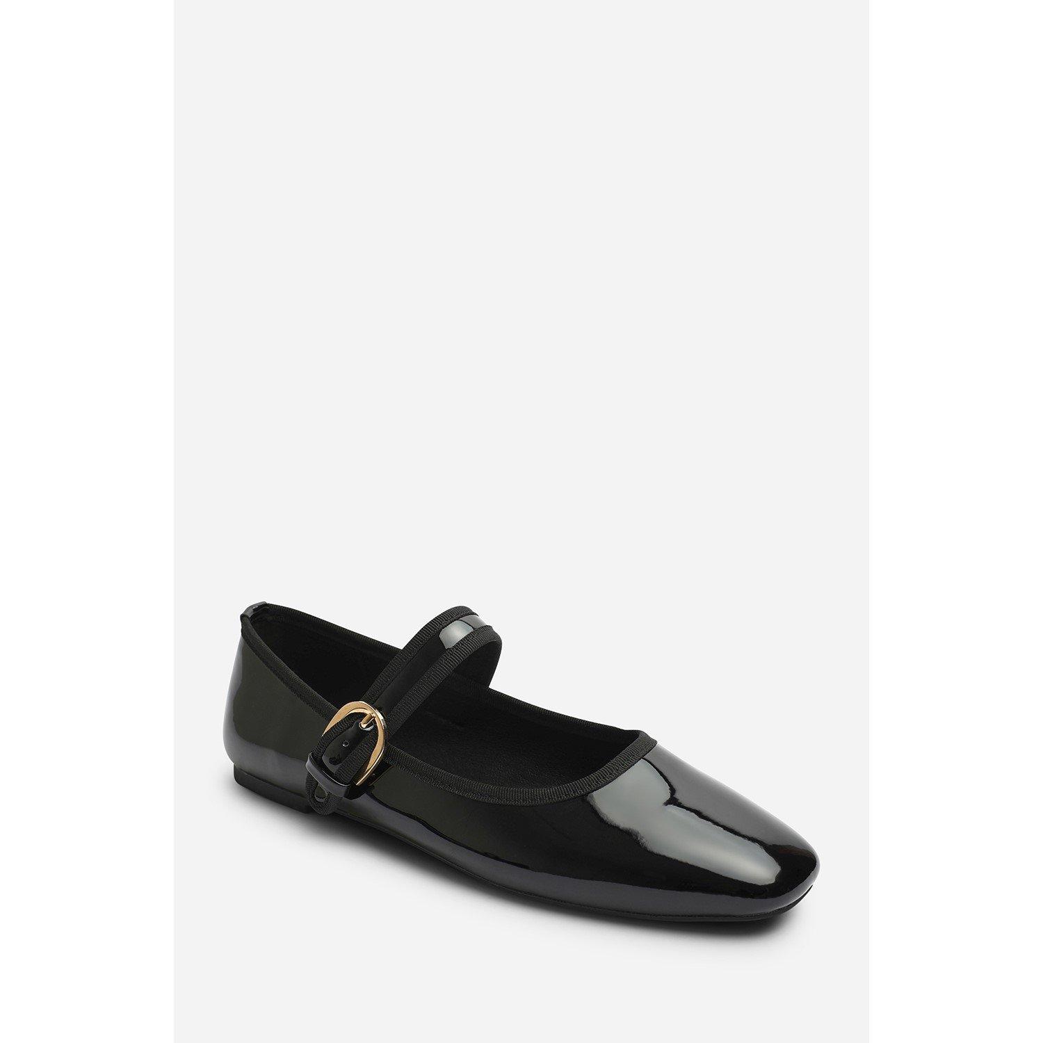 Black Patent - Wheres That From - Where’s Mary Jane Ballet Flats With Buckle Detail - 3