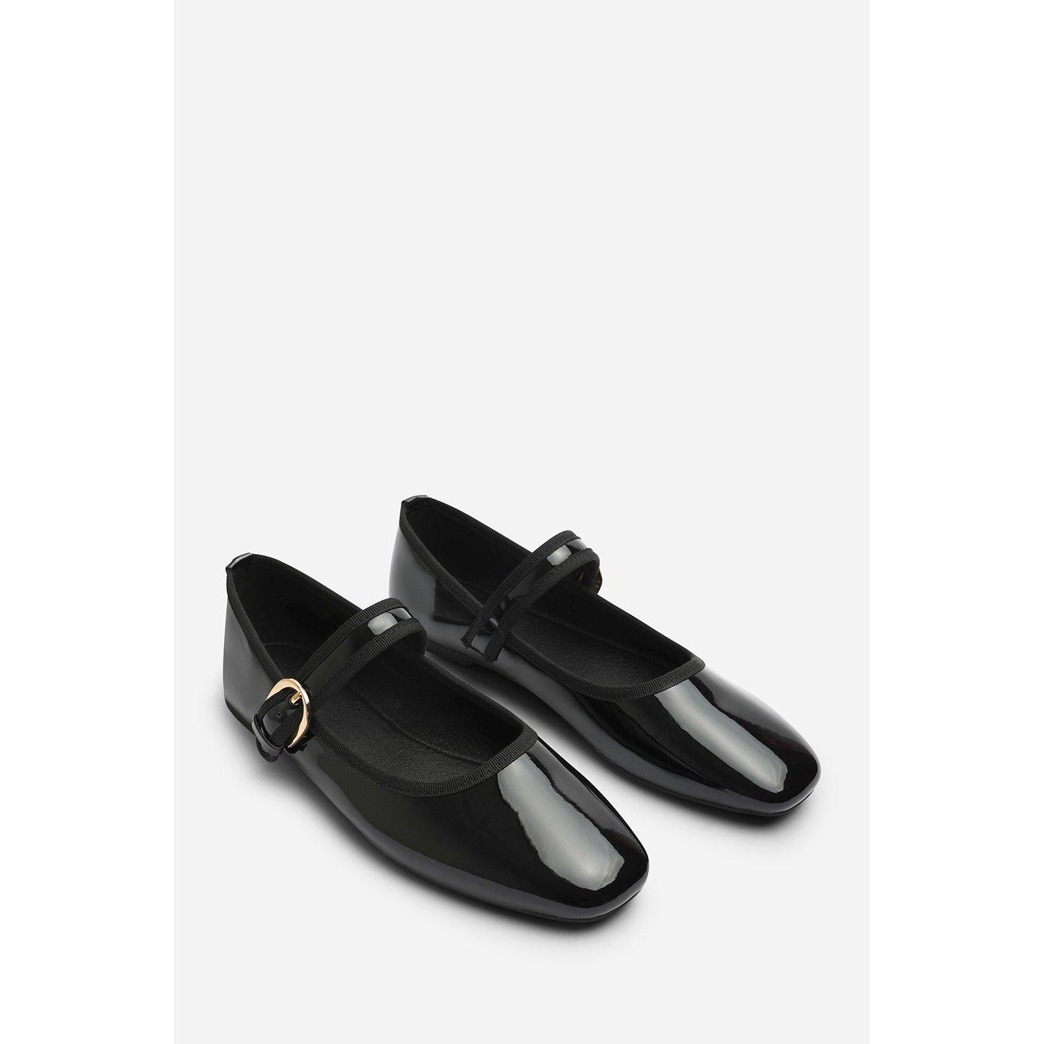 Black Patent - Wheres That From - Where’s Mary Jane Ballet Flats With Buckle Detail - 4