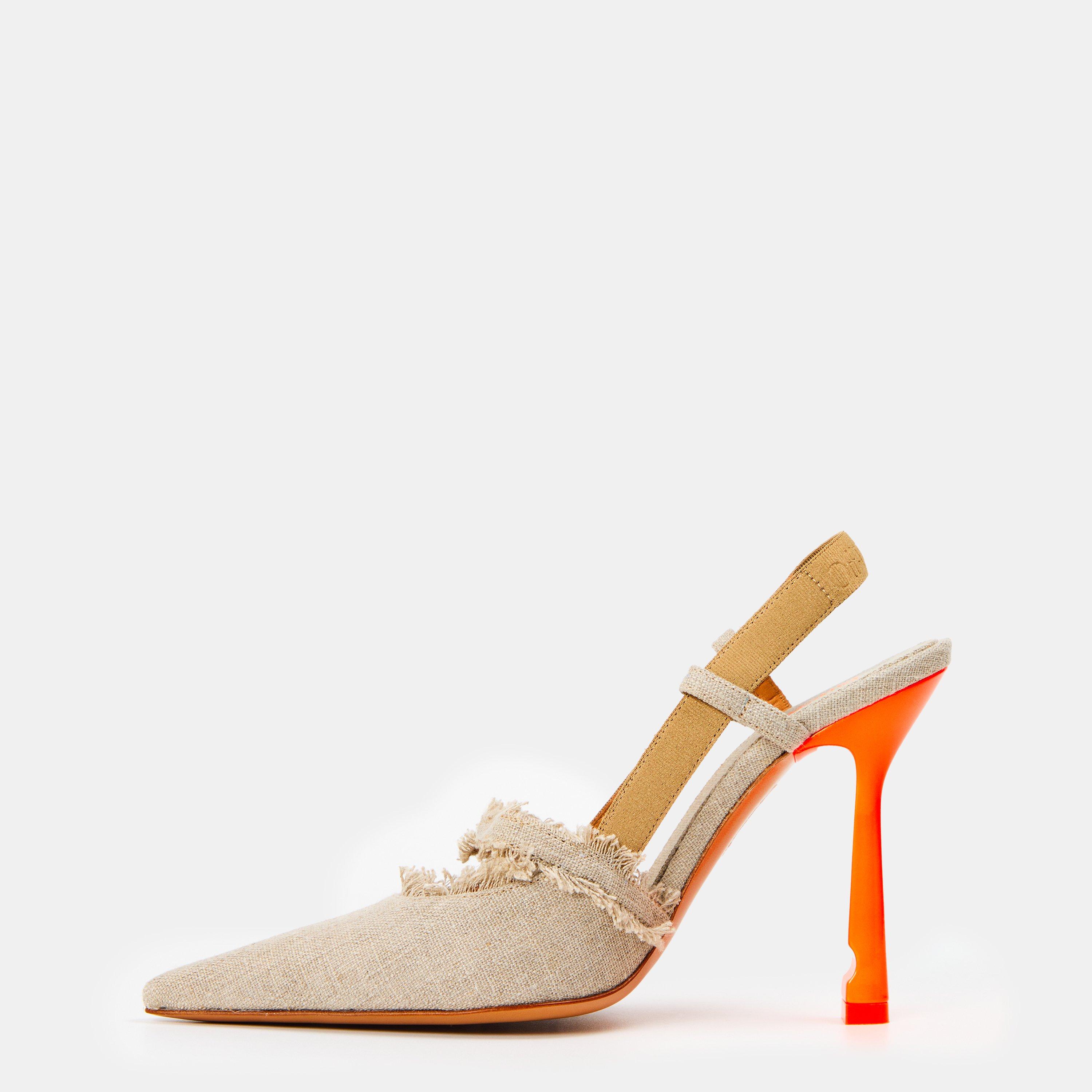 Bež - Off White - Women's High Slingback Sandals - 2