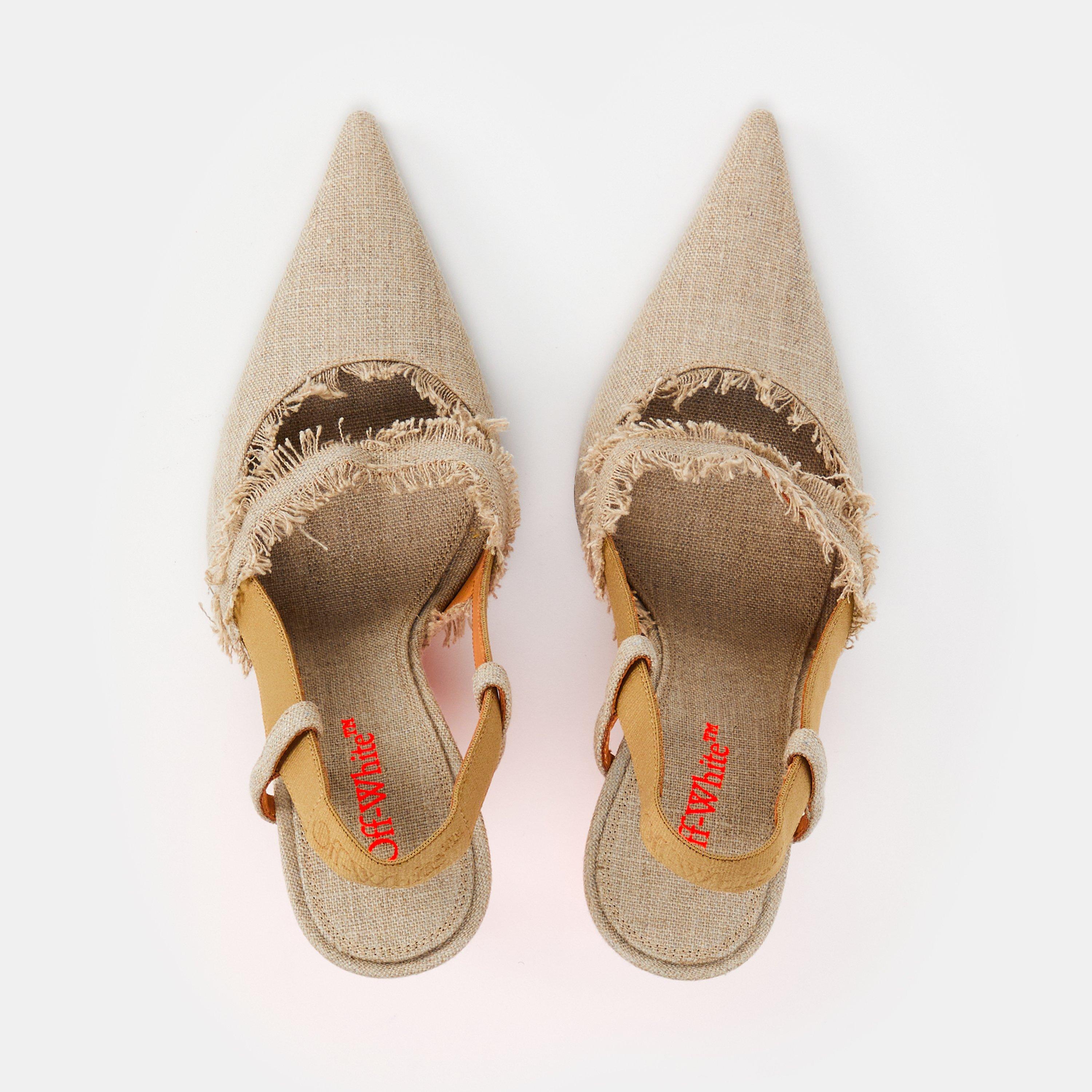 Bež - Off White - Women's High Slingback Sandals - 4