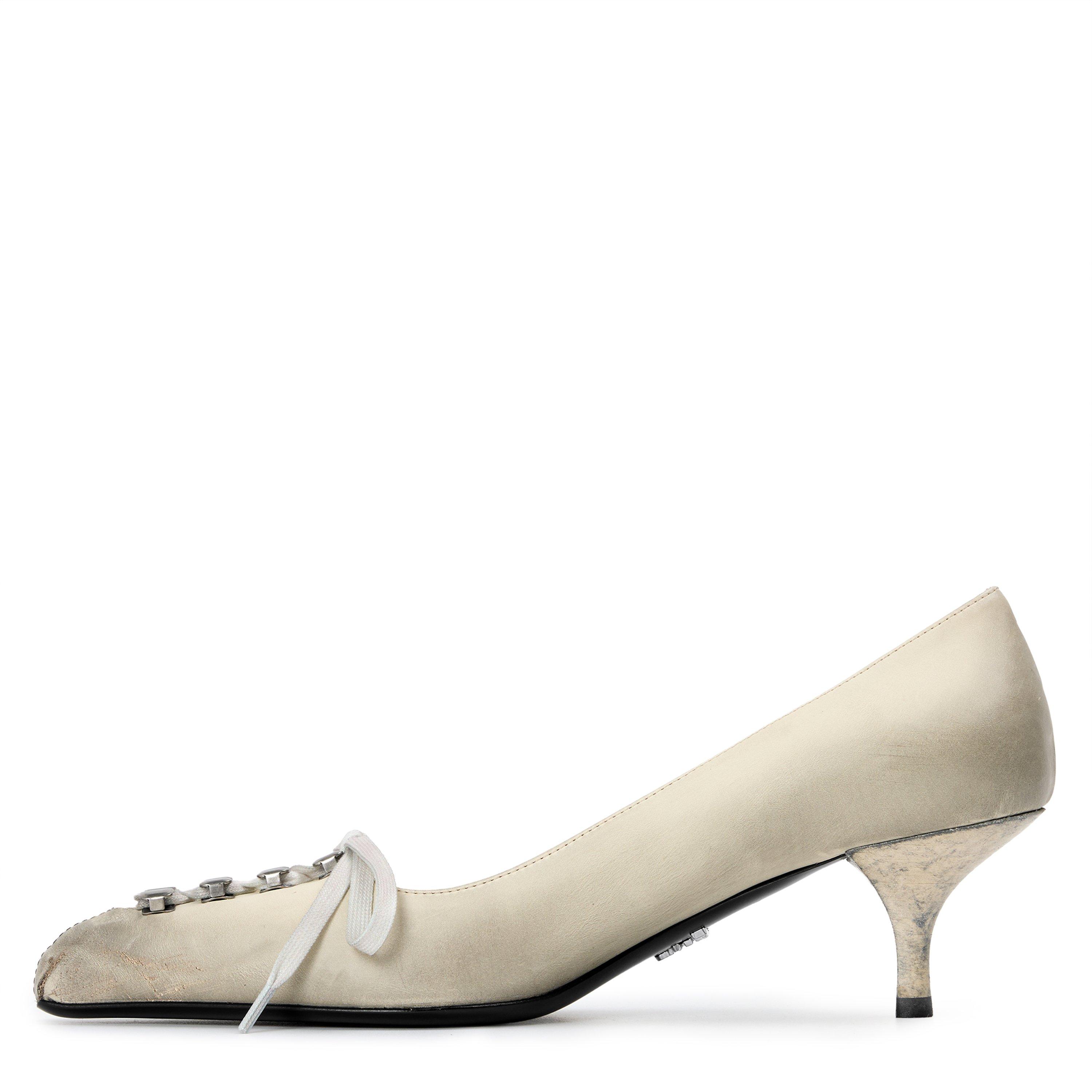 White - Prada - Prada Lace Up Heel 5 Ld64 - 2