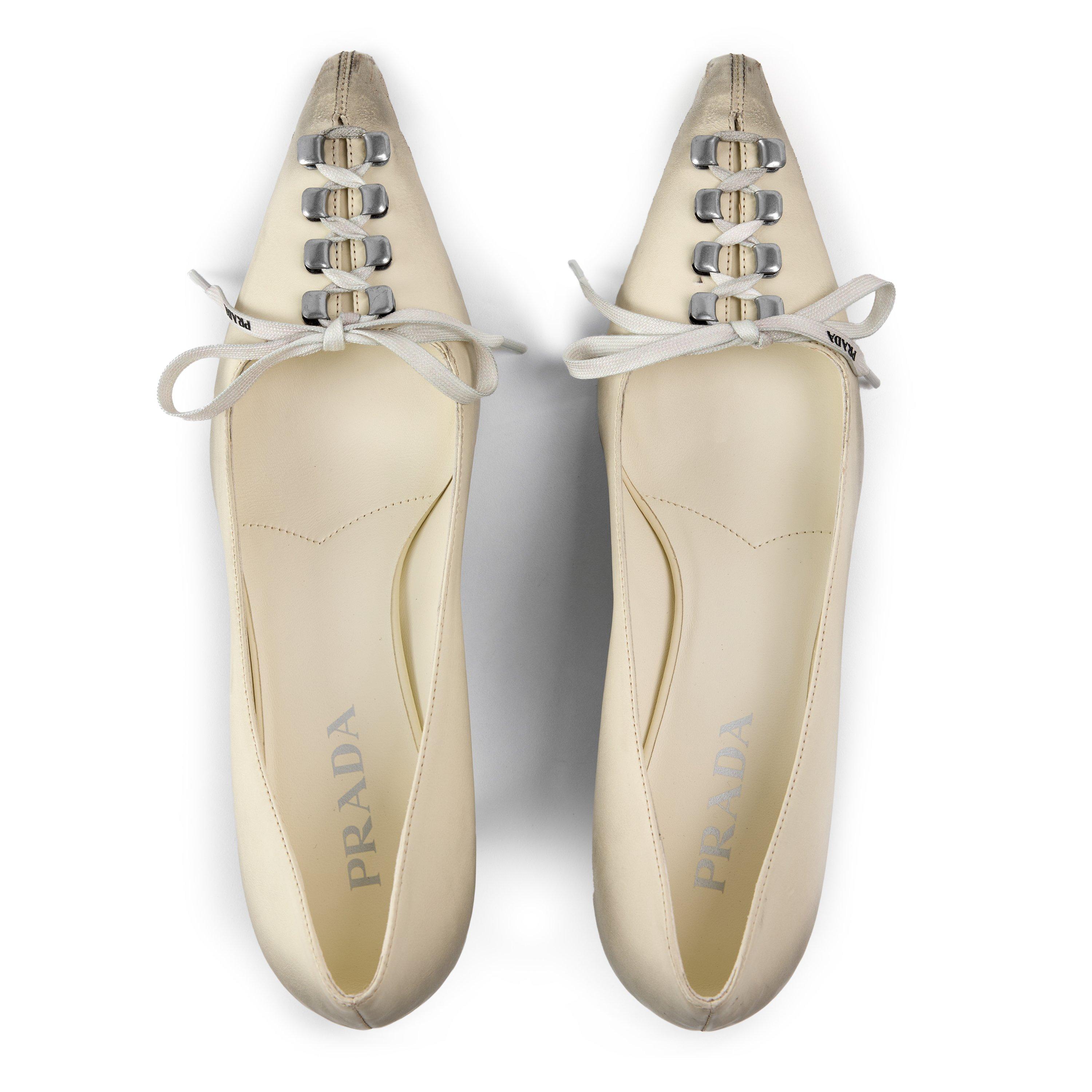 White - Prada - Prada Lace Up Heel 5 Ld64 - 4