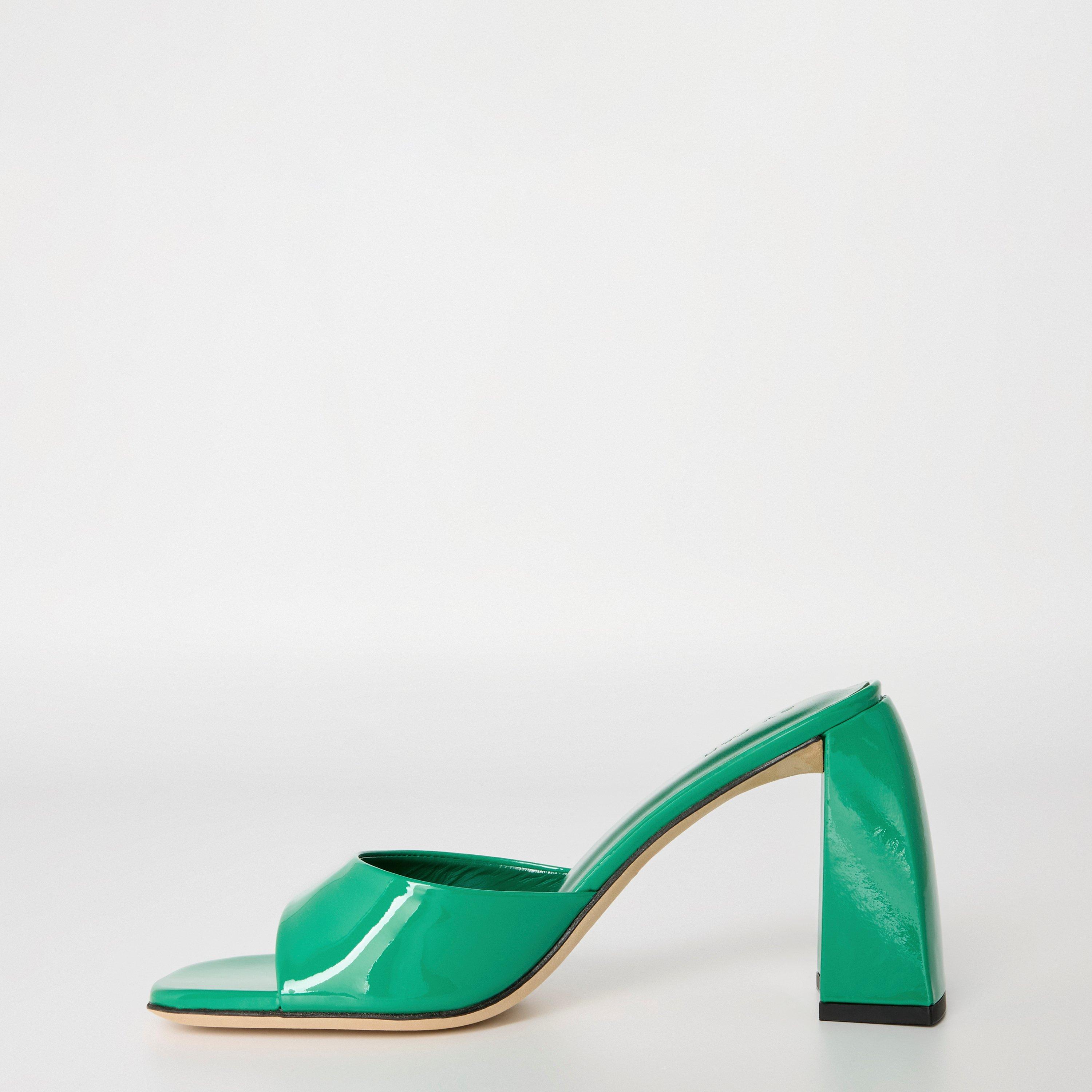 Green - By Far - Women's Leather Block Heel Court Shoes - 2