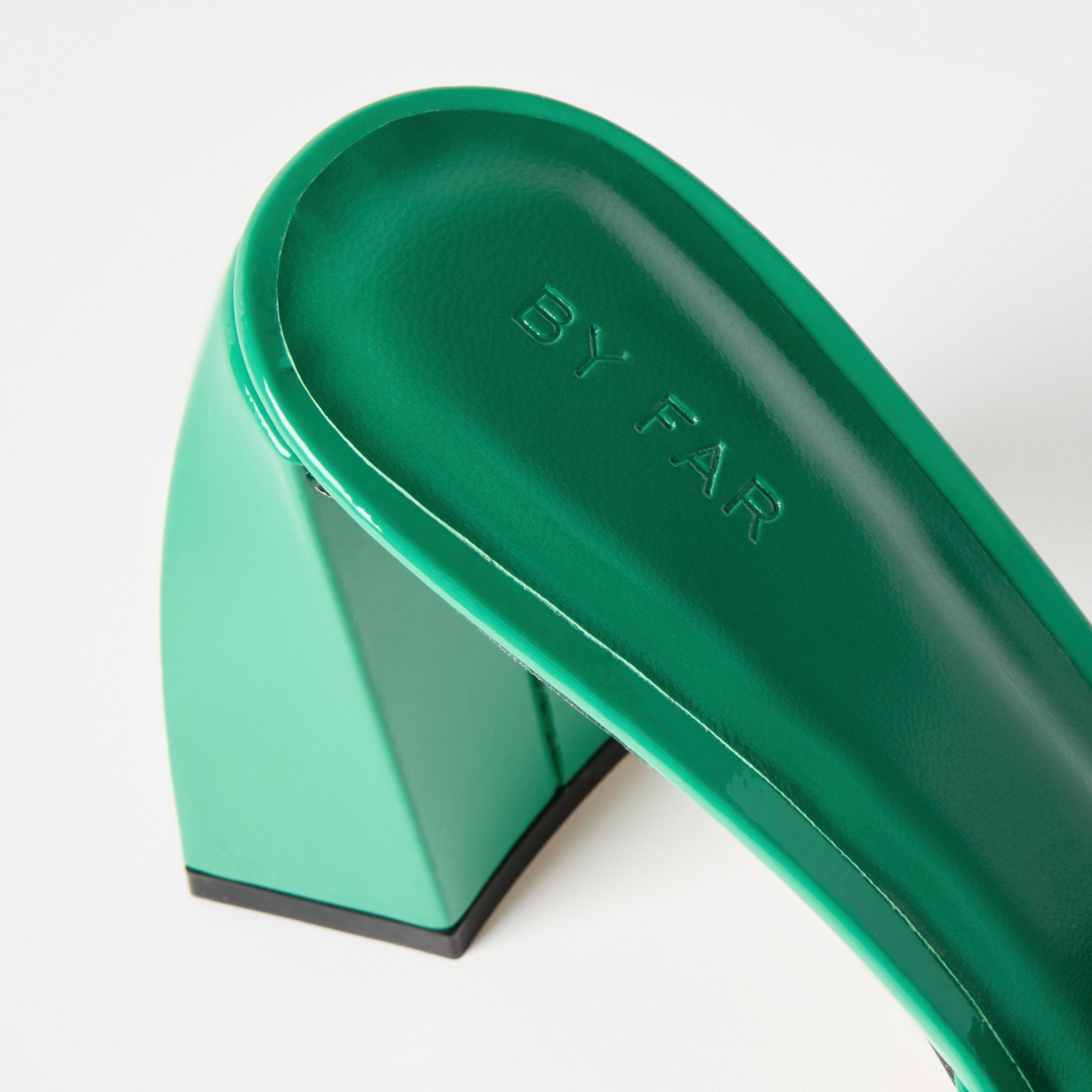 Green - By Far - Women's Leather Block Heel Court Shoes - 3