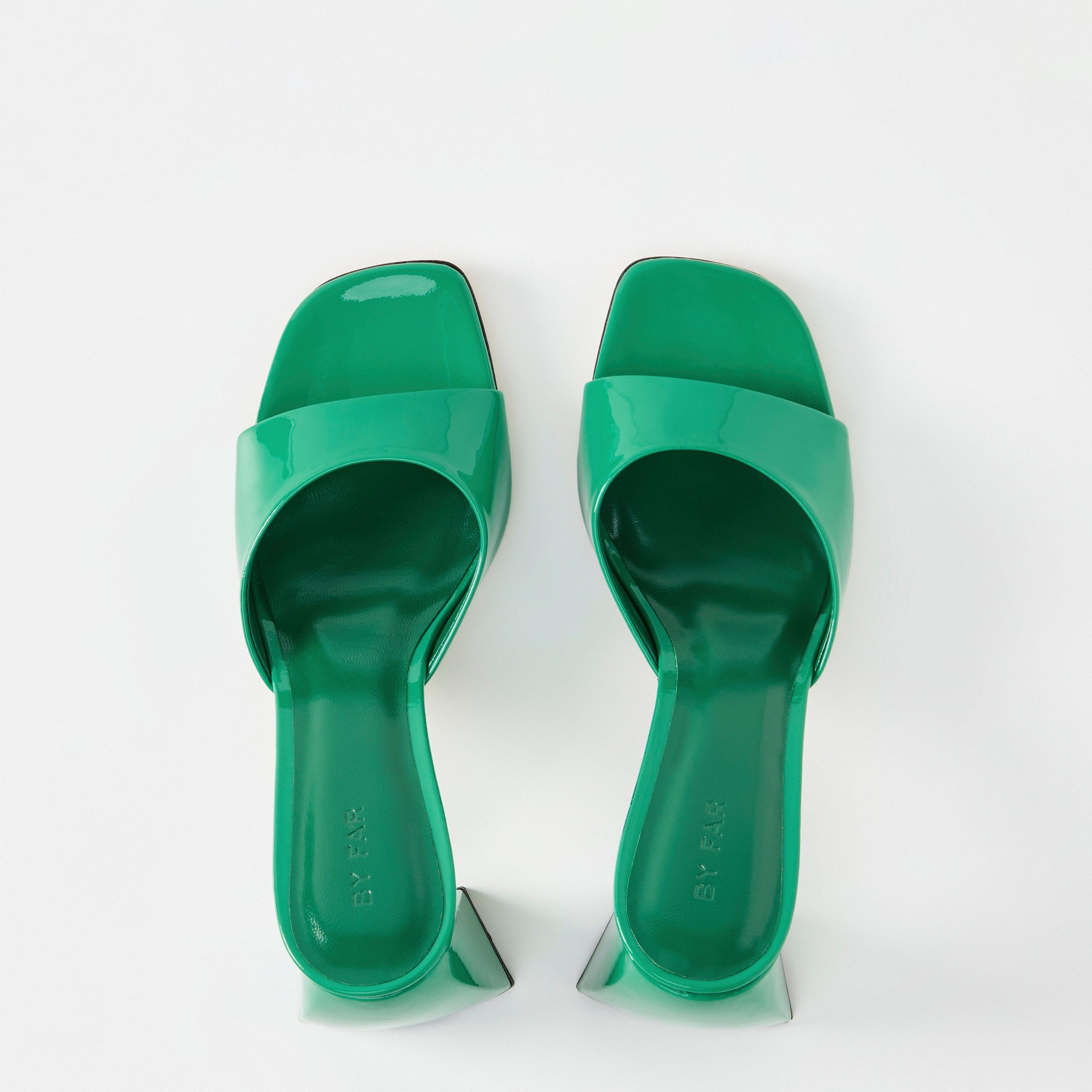 Green - By Far - Women's Leather Block Heel Court Shoes - 4