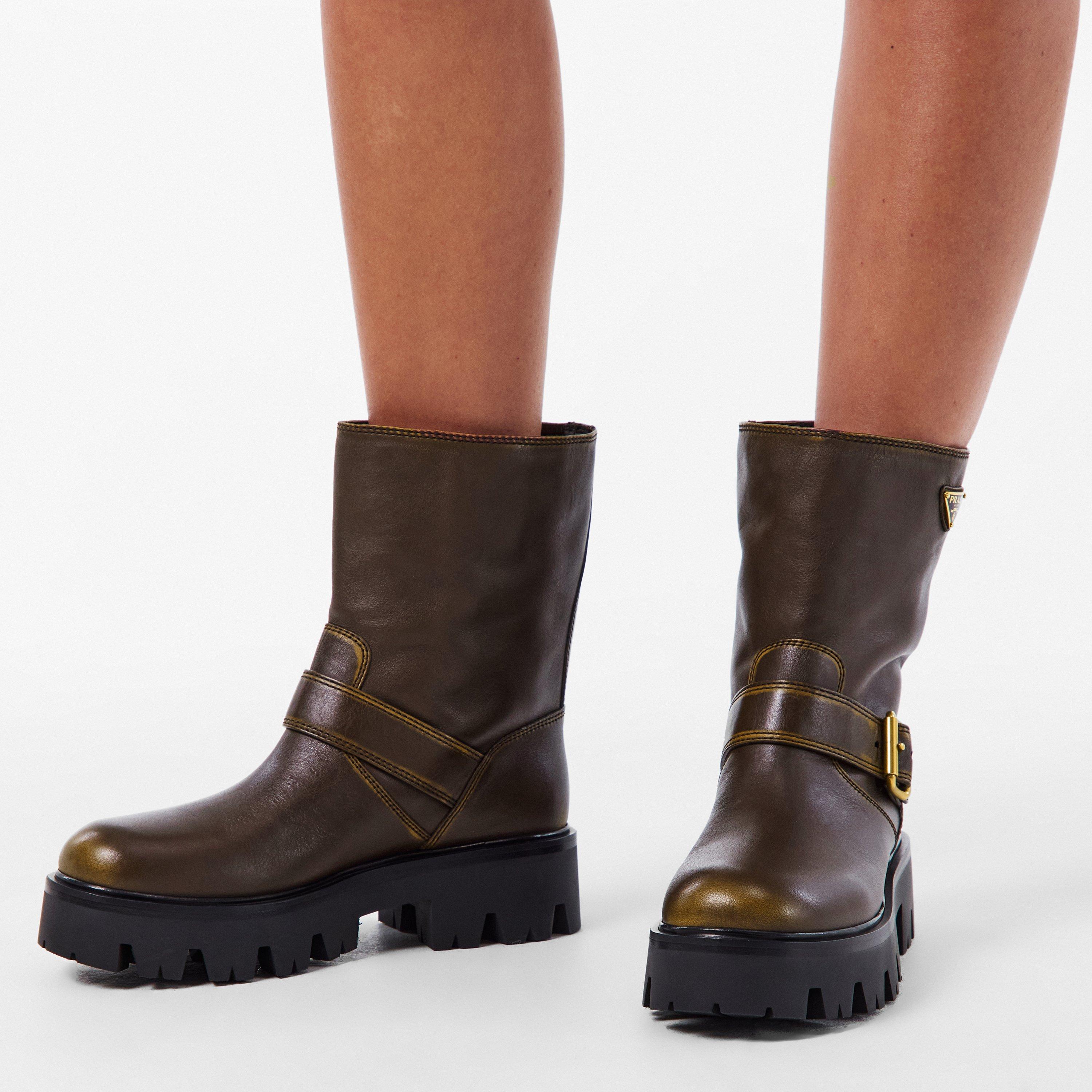 Brown - Prada - Women's Biker Boots - 3