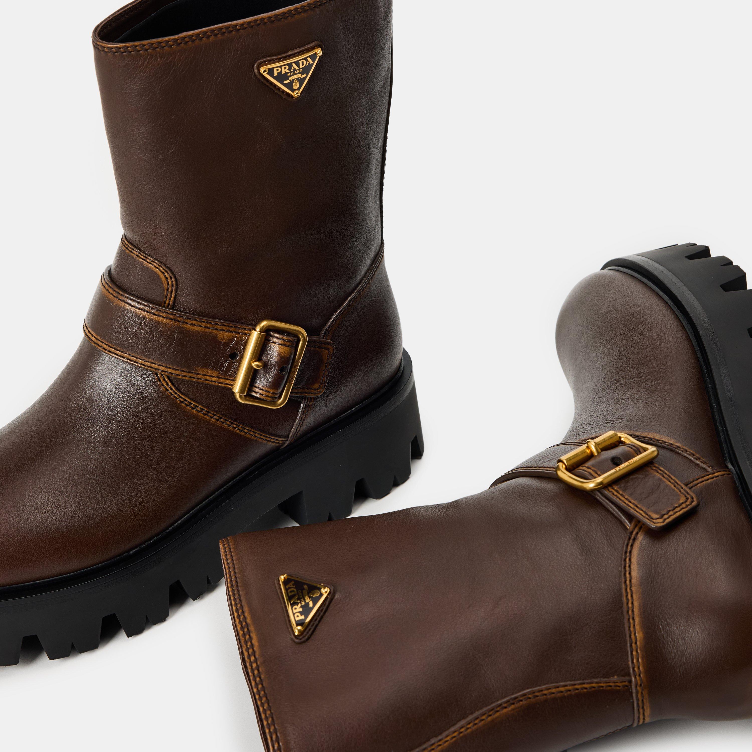 Brown - Prada - Women's Biker Boots - 4