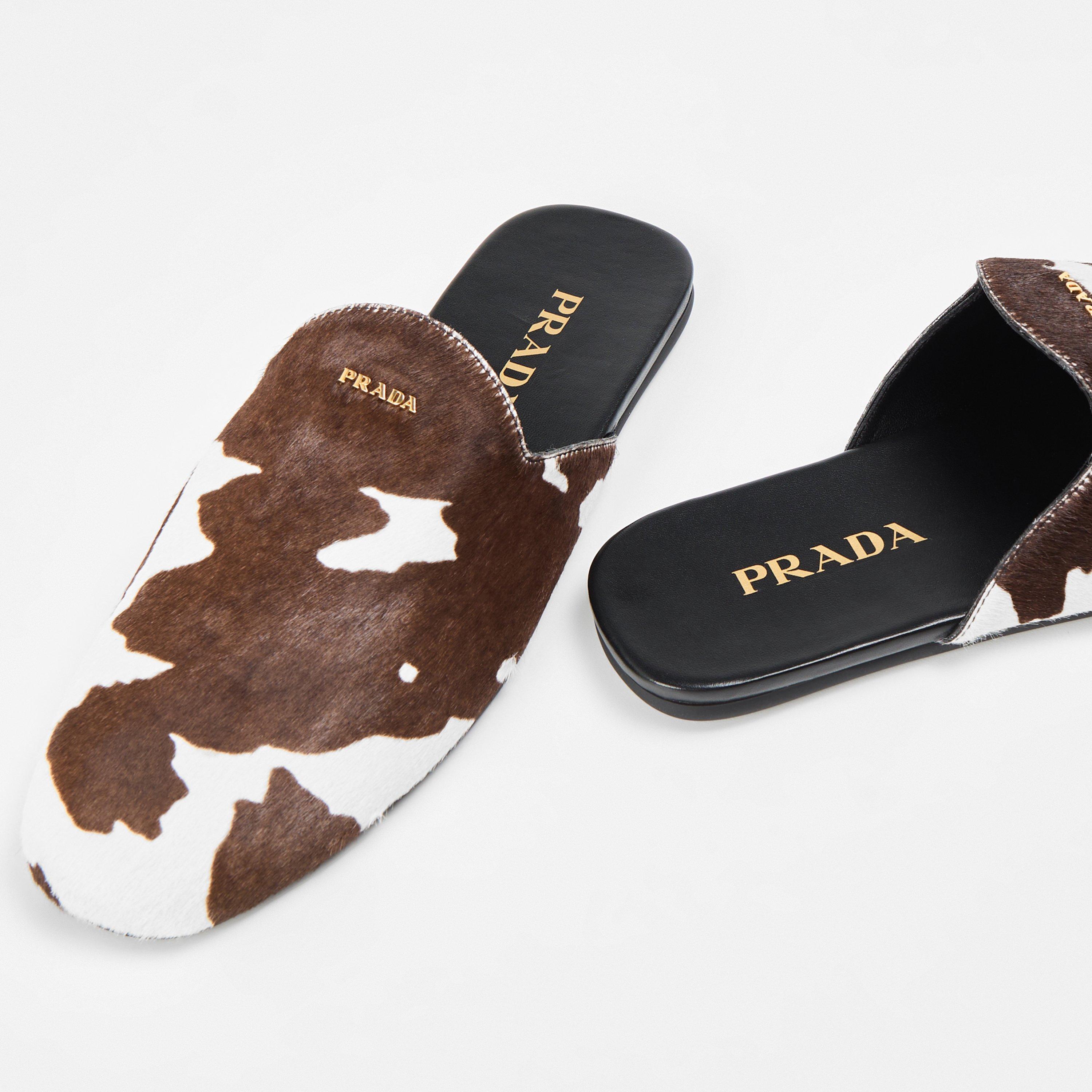Bianco/Moro - Prada - Women's Flat Mules - 4