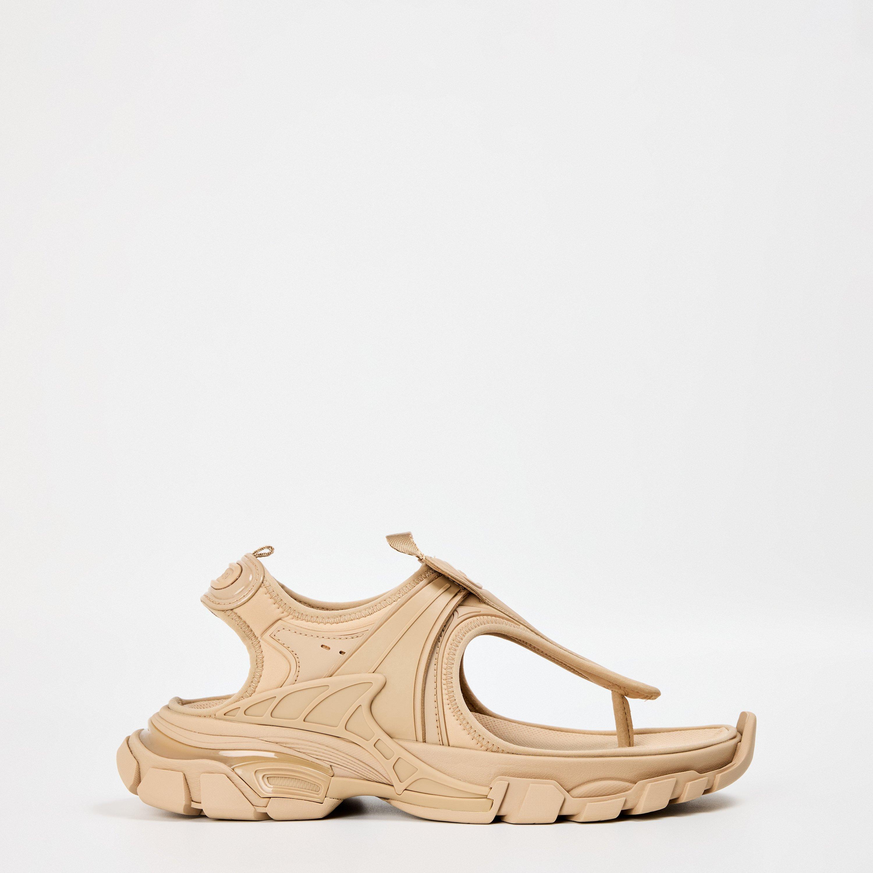 Balenciaga Women's Beige Logo Sandals - 2 (35)