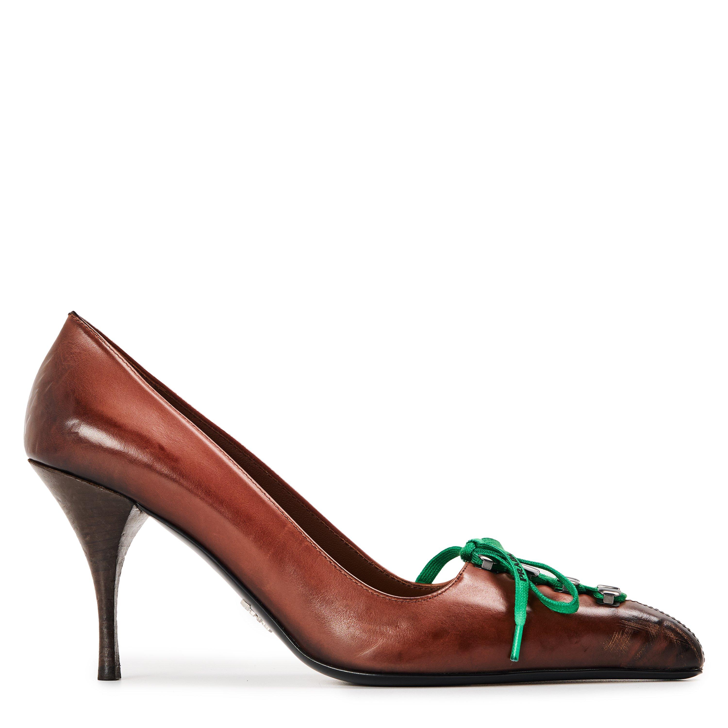 Cacao - Prada - Prada Lace up Heel 8 Ld64 - 1