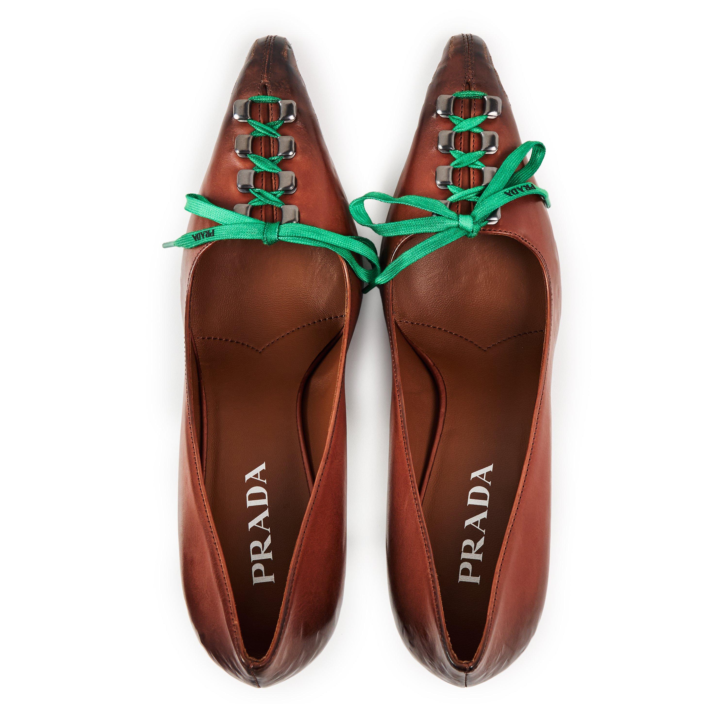 Cacao - Prada - Prada Lace up Heel 8 Ld64 - 4