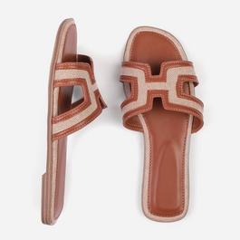 Wheres That From Faux Leather Mae Strapped Slider Sandals Ladies