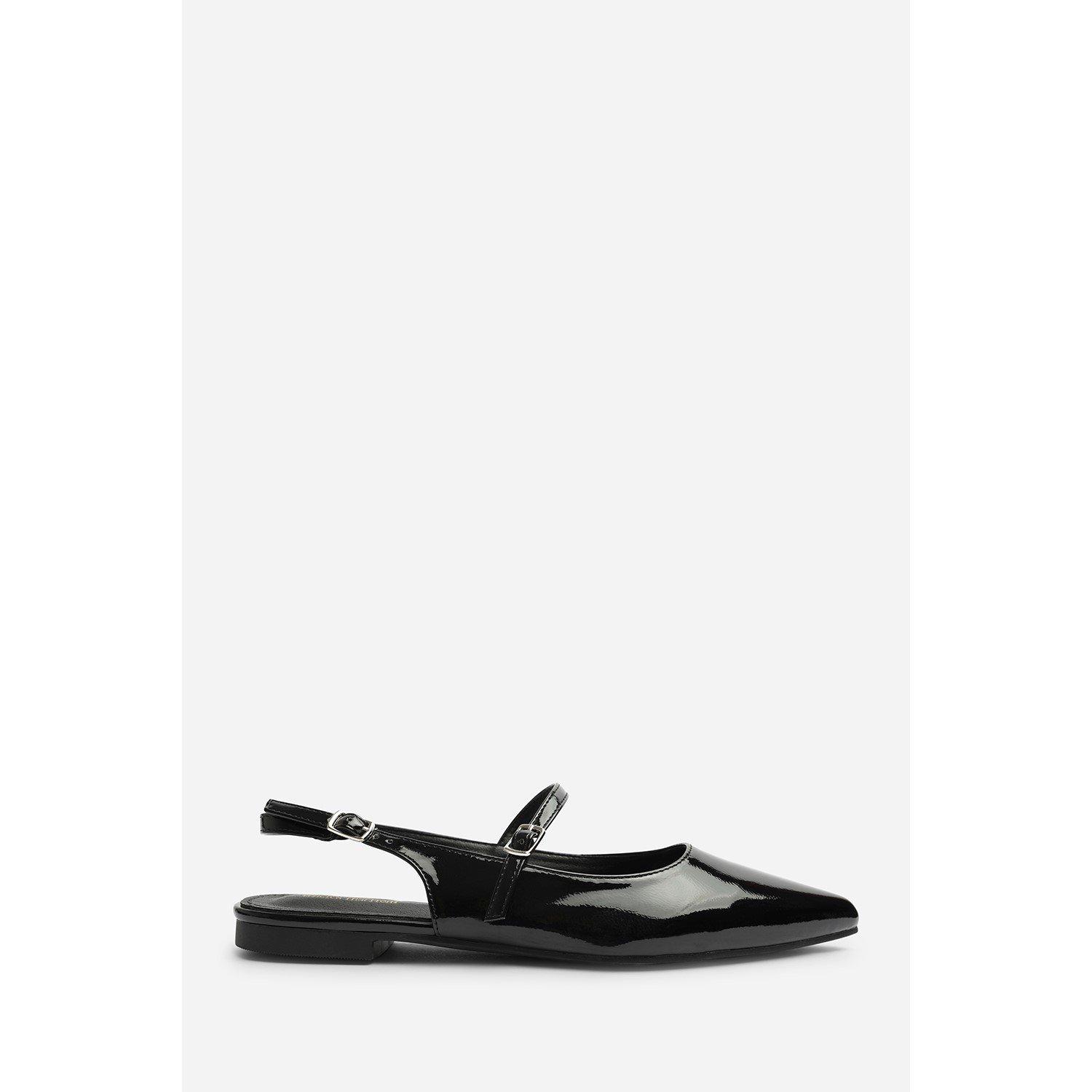 Charol negro - Wheres That From - Where’s Pointed Toe Mary Jane Open Back Ballet Flats - 2