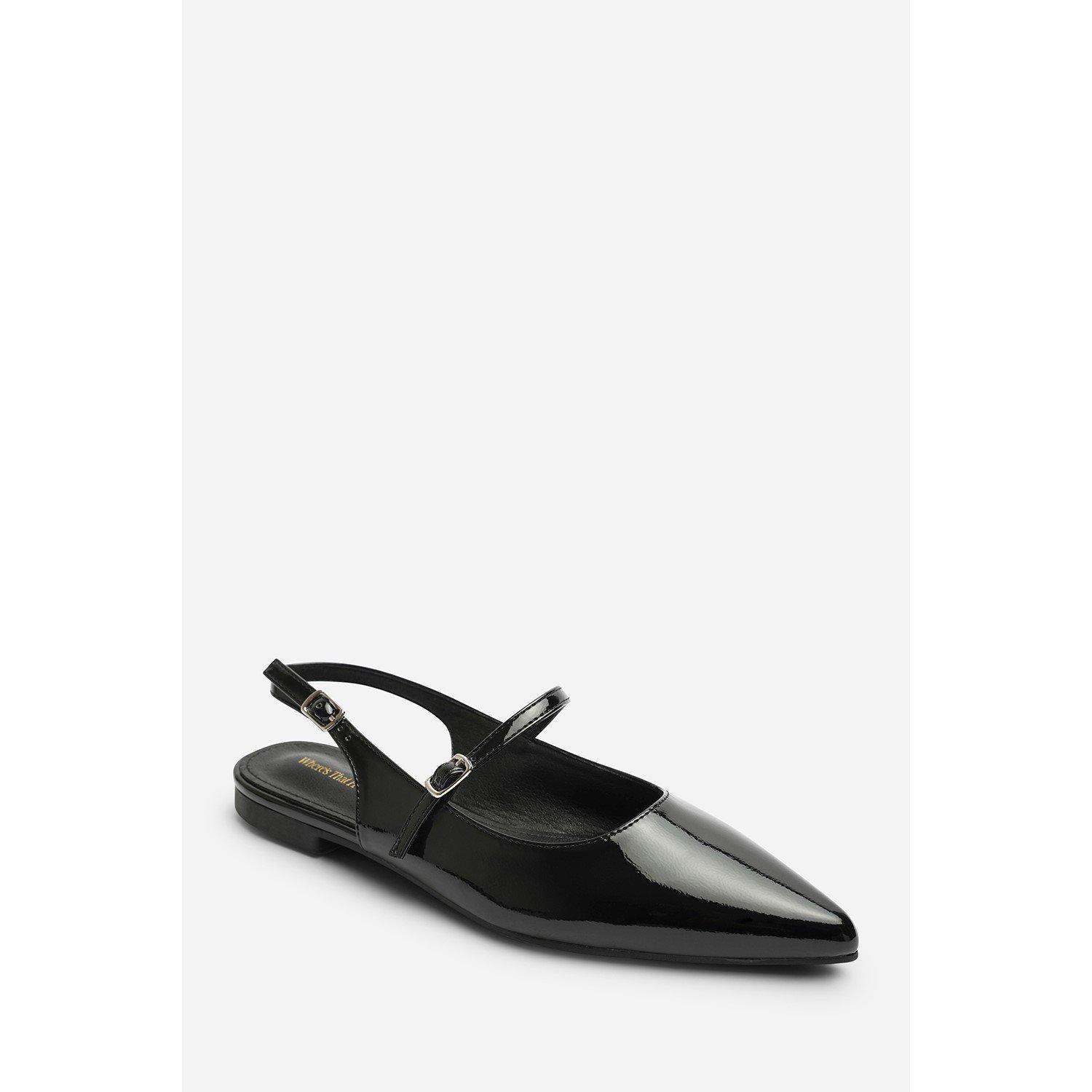Charol negro - Wheres That From - Where’s Pointed Toe Mary Jane Open Back Ballet Flats - 3