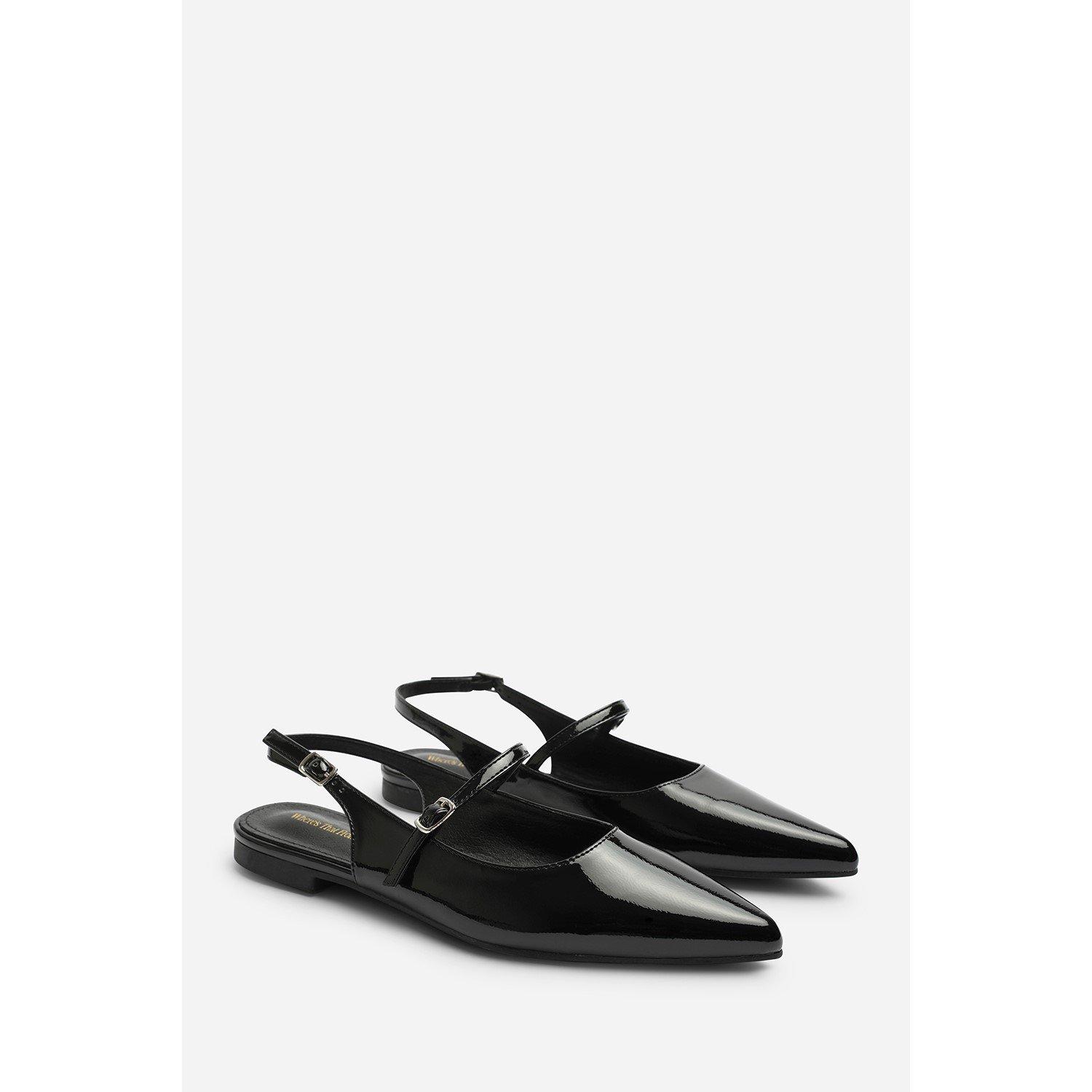 Charol negro - Wheres That From - Where’s Pointed Toe Mary Jane Open Back Ballet Flats - 4