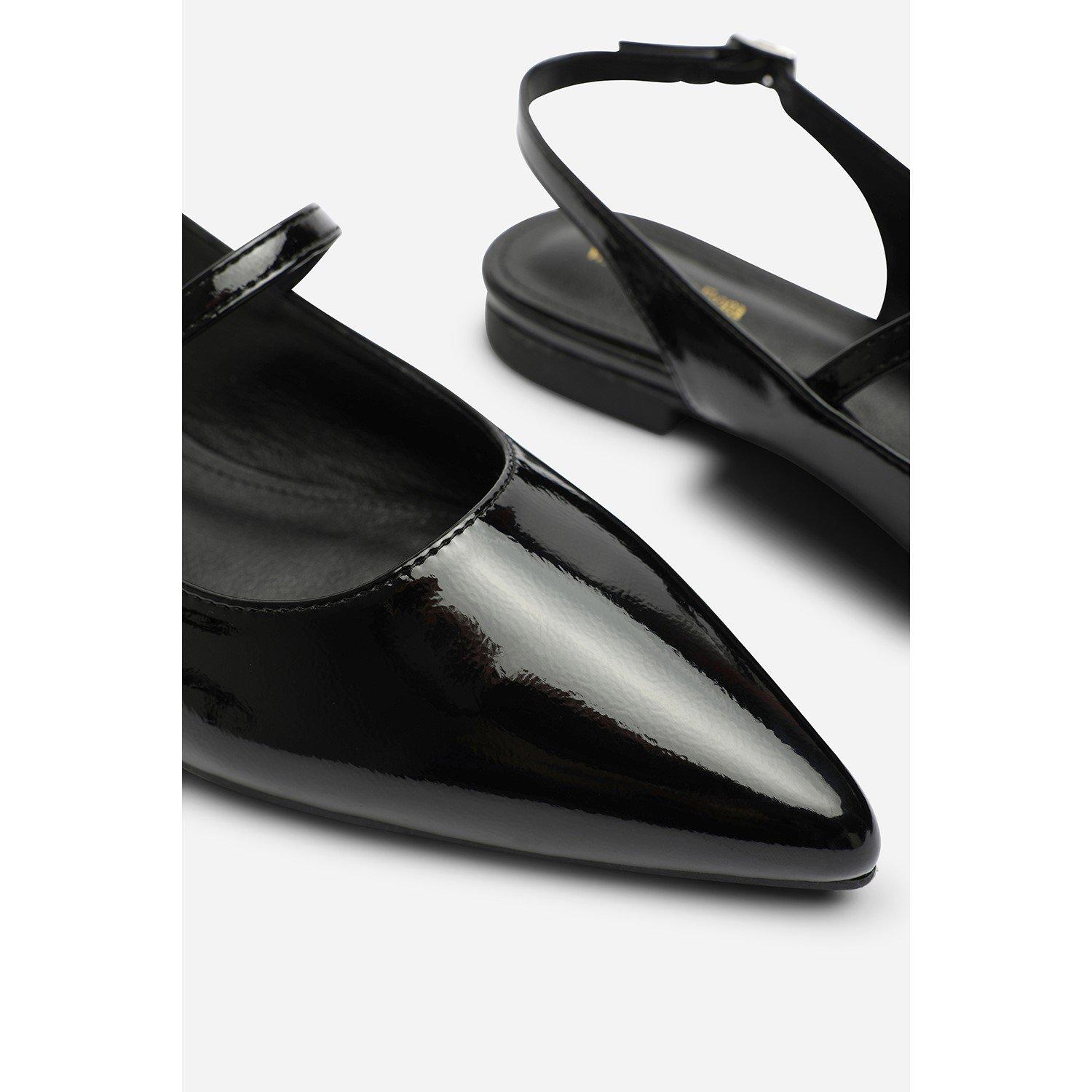 Charol negro - Wheres That From - Where’s Pointed Toe Mary Jane Open Back Ballet Flats - 5