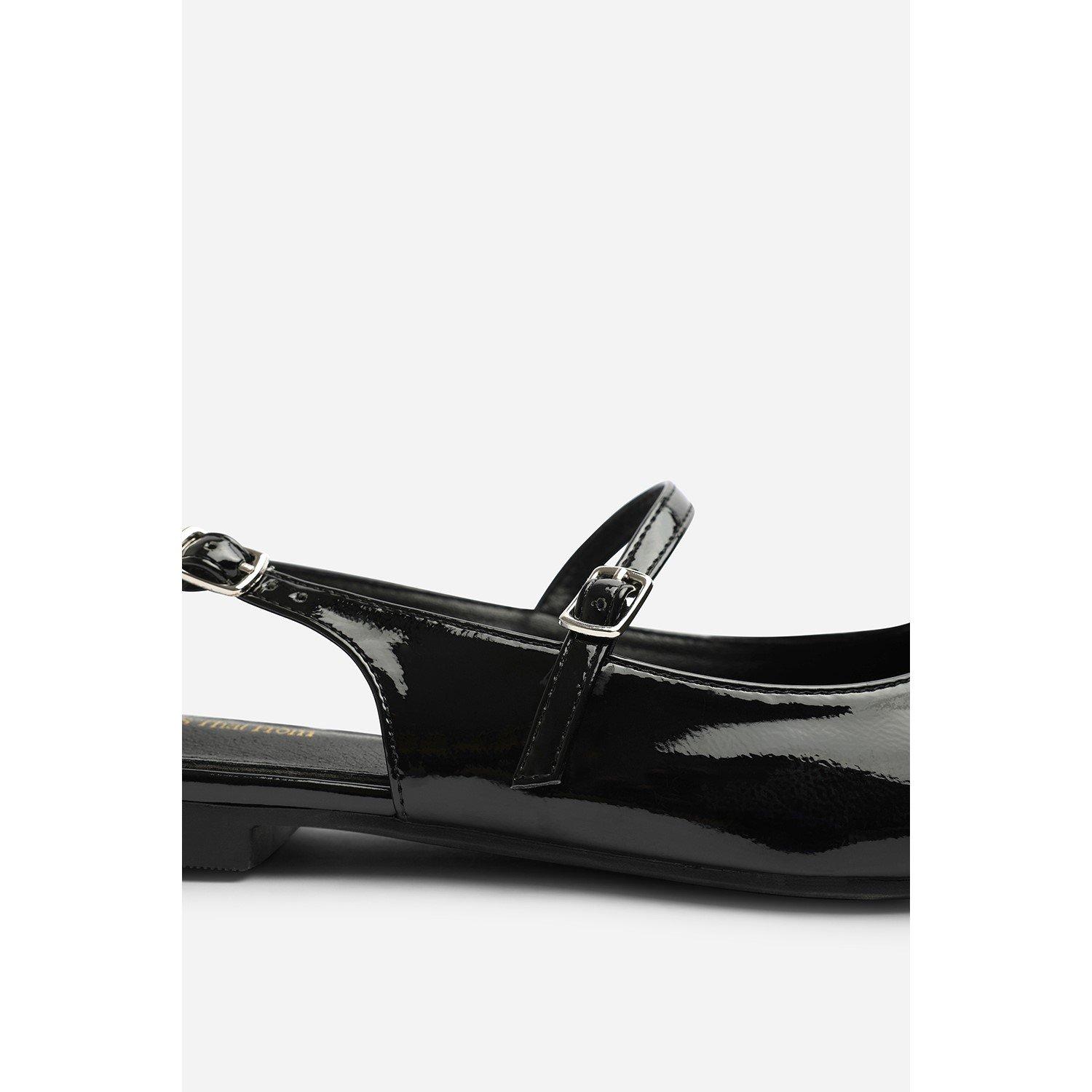 Charol negro - Wheres That From - Where’s Pointed Toe Mary Jane Open Back Ballet Flats - 6