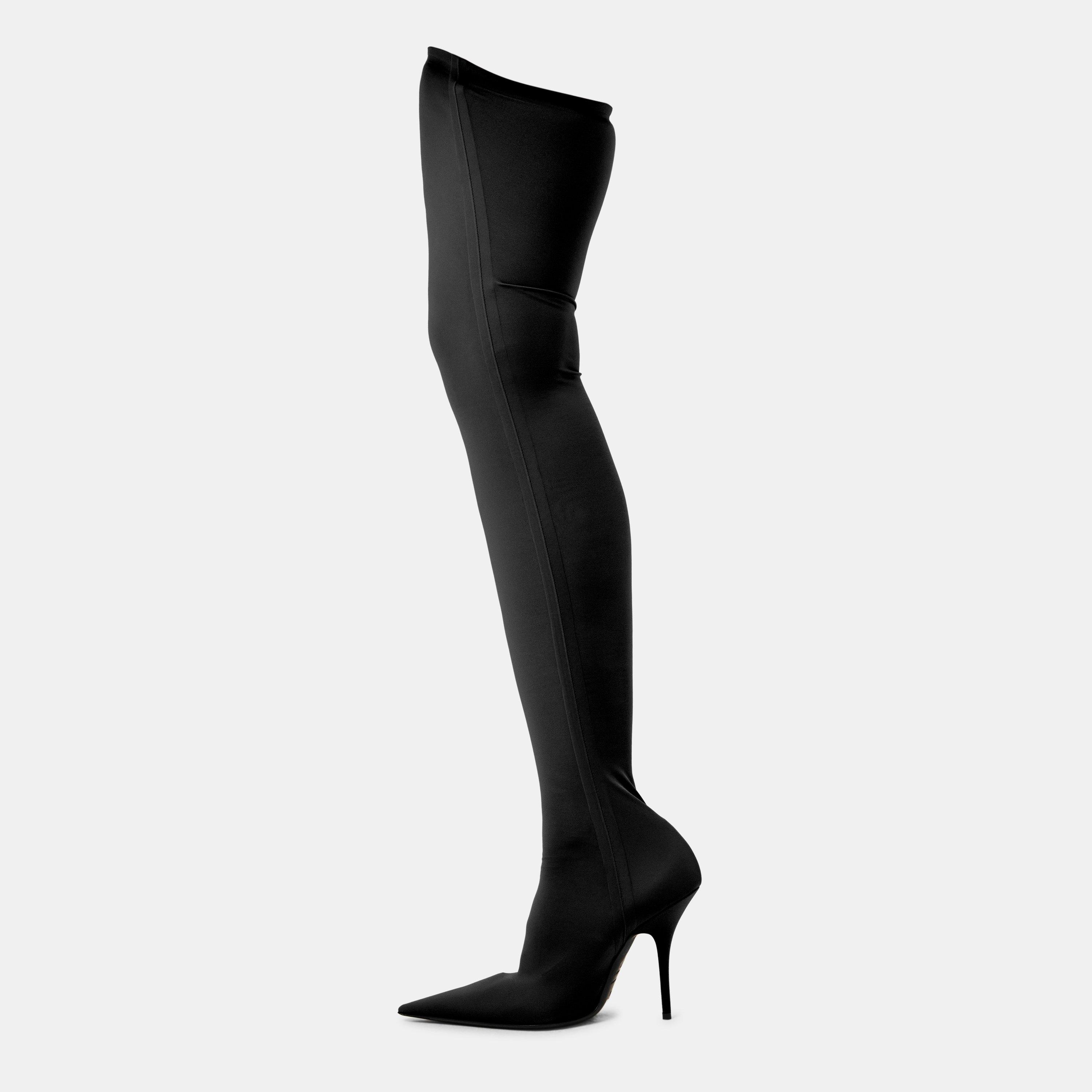 Black/White - Balenciaga - Women's Over the Knee Boots, Style Boots - 2