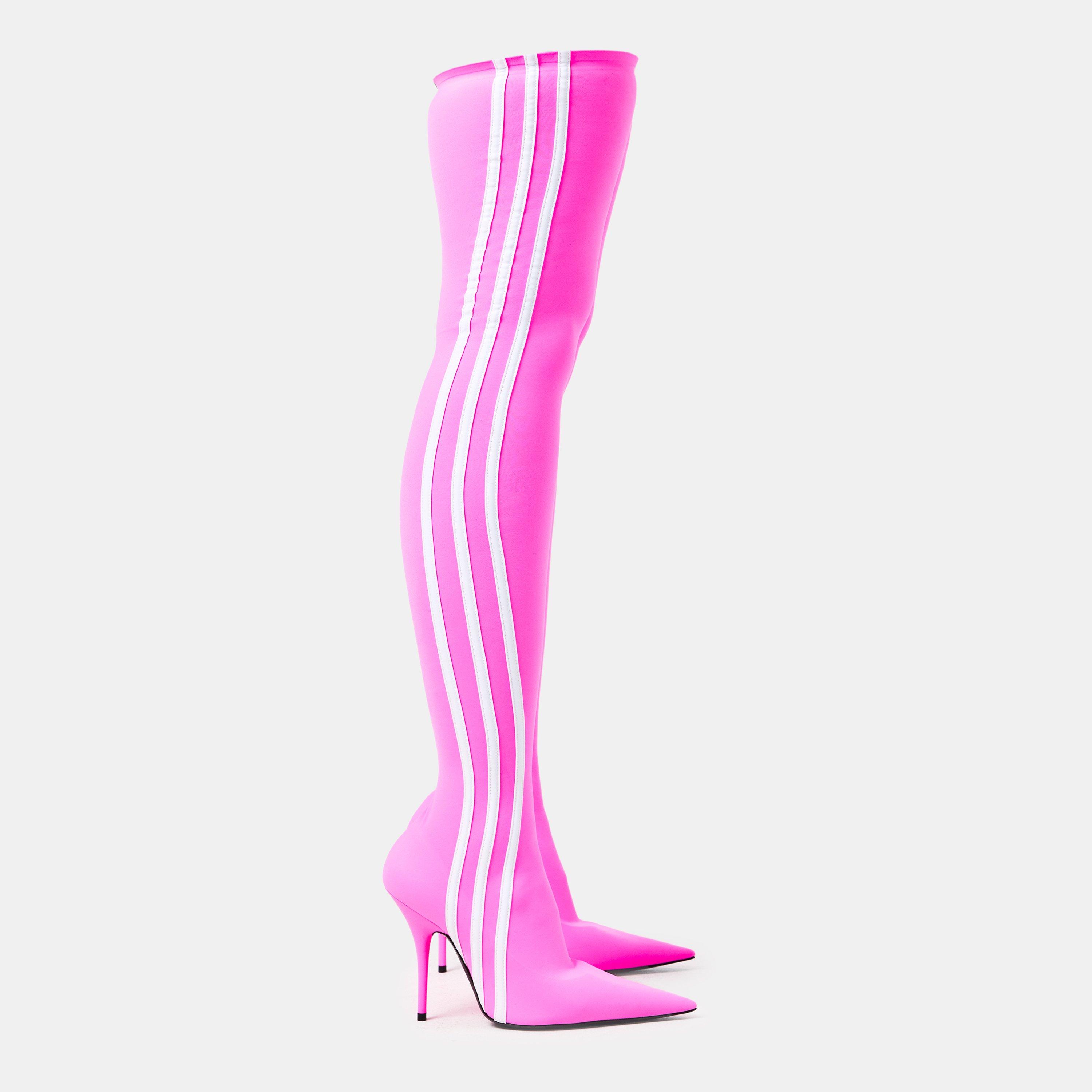 Neon Pink/White - Balenciaga - Women's Over the Knee Boots, Style Boots - 1