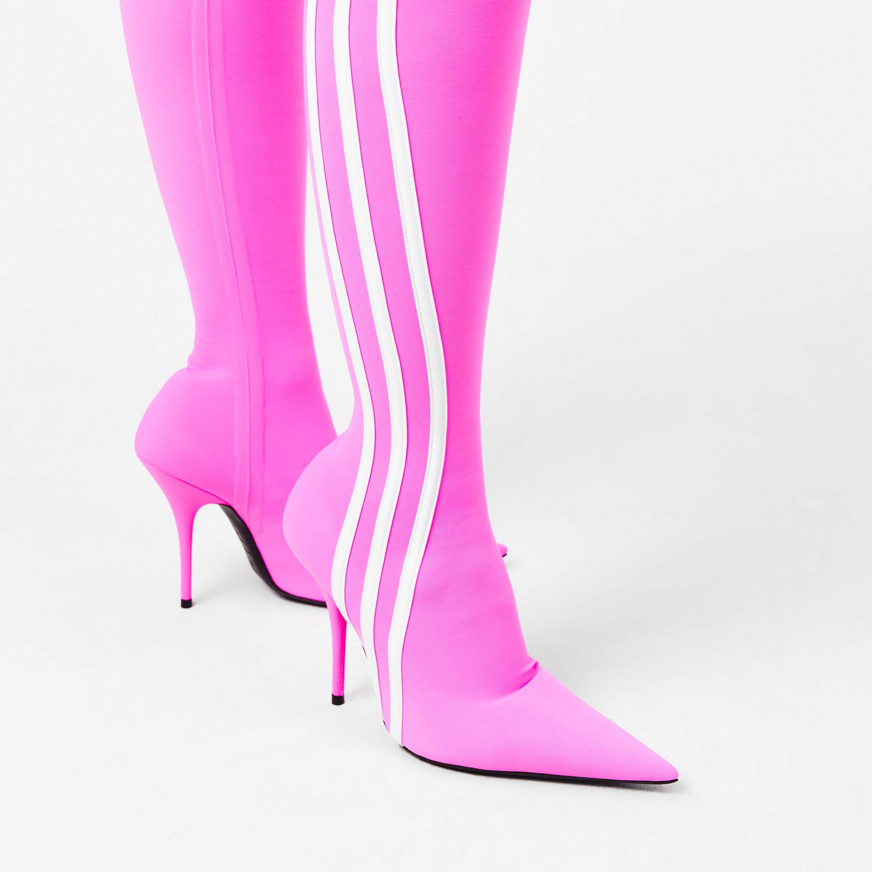Neon Pink/White - Balenciaga - Women's Over the Knee Boots, Style Boots - 3