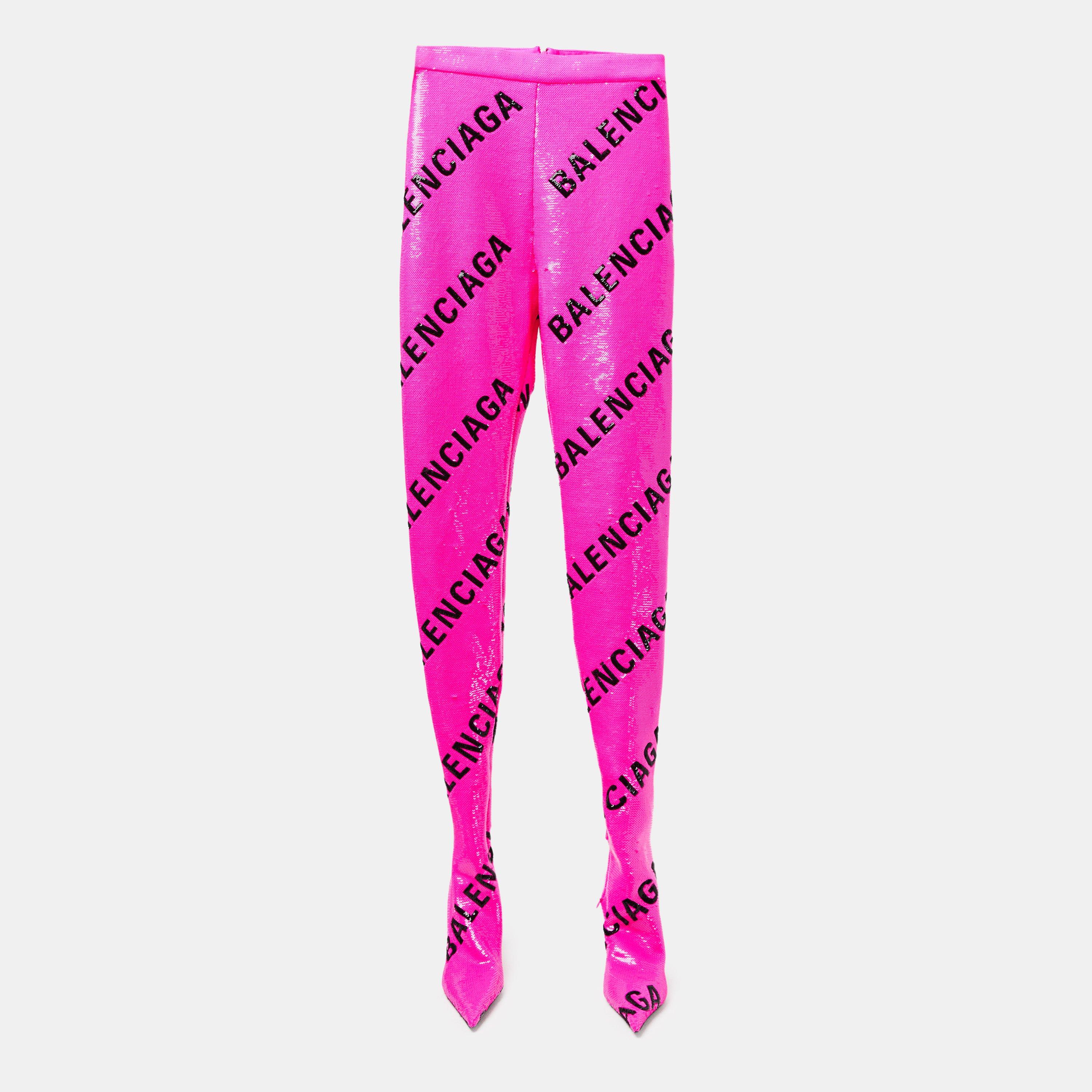 Pink/Black - Balenciaga - Women's Over the Knee Boots - 1