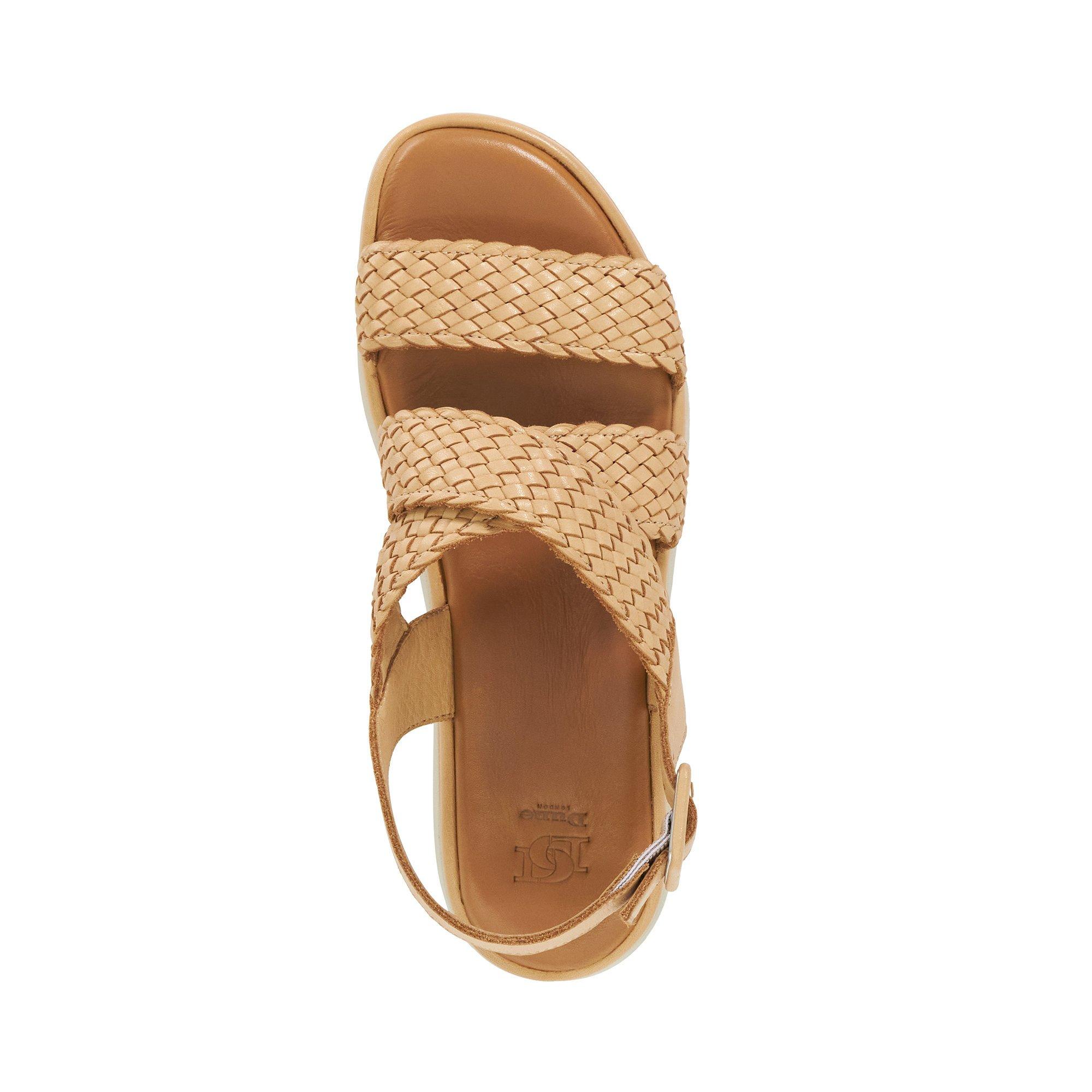 CAMEL - Dune London - Women's Lorro Open-Toe Leather Flat Sandals - 4