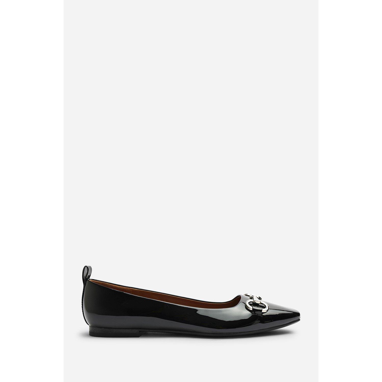 Black Patent - Wheres That From - Where’s Snaffle Trim Detail Square Toe Ballet Flats - 2