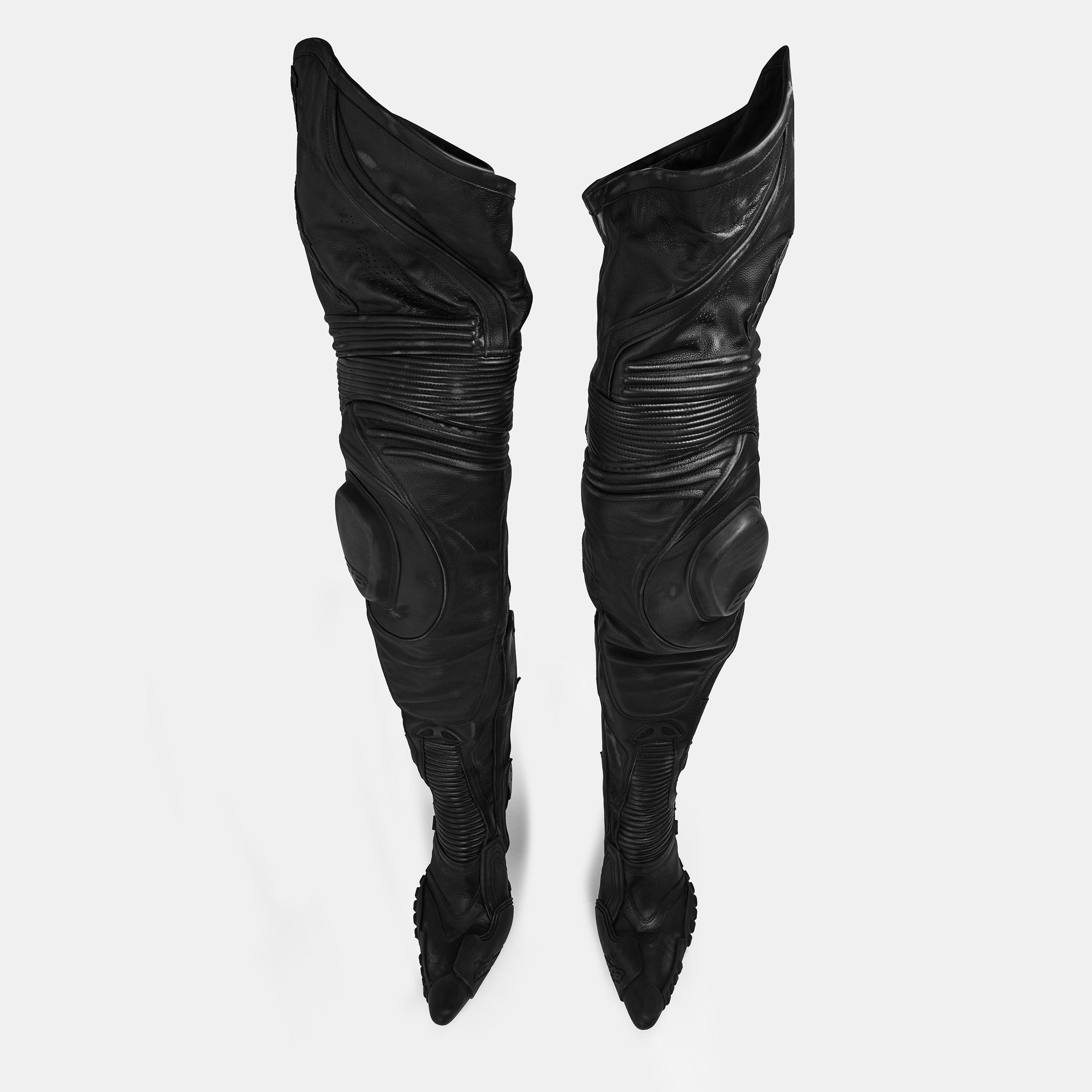 Black - Balenciaga - Biker Over-The-Knee Boots - 4