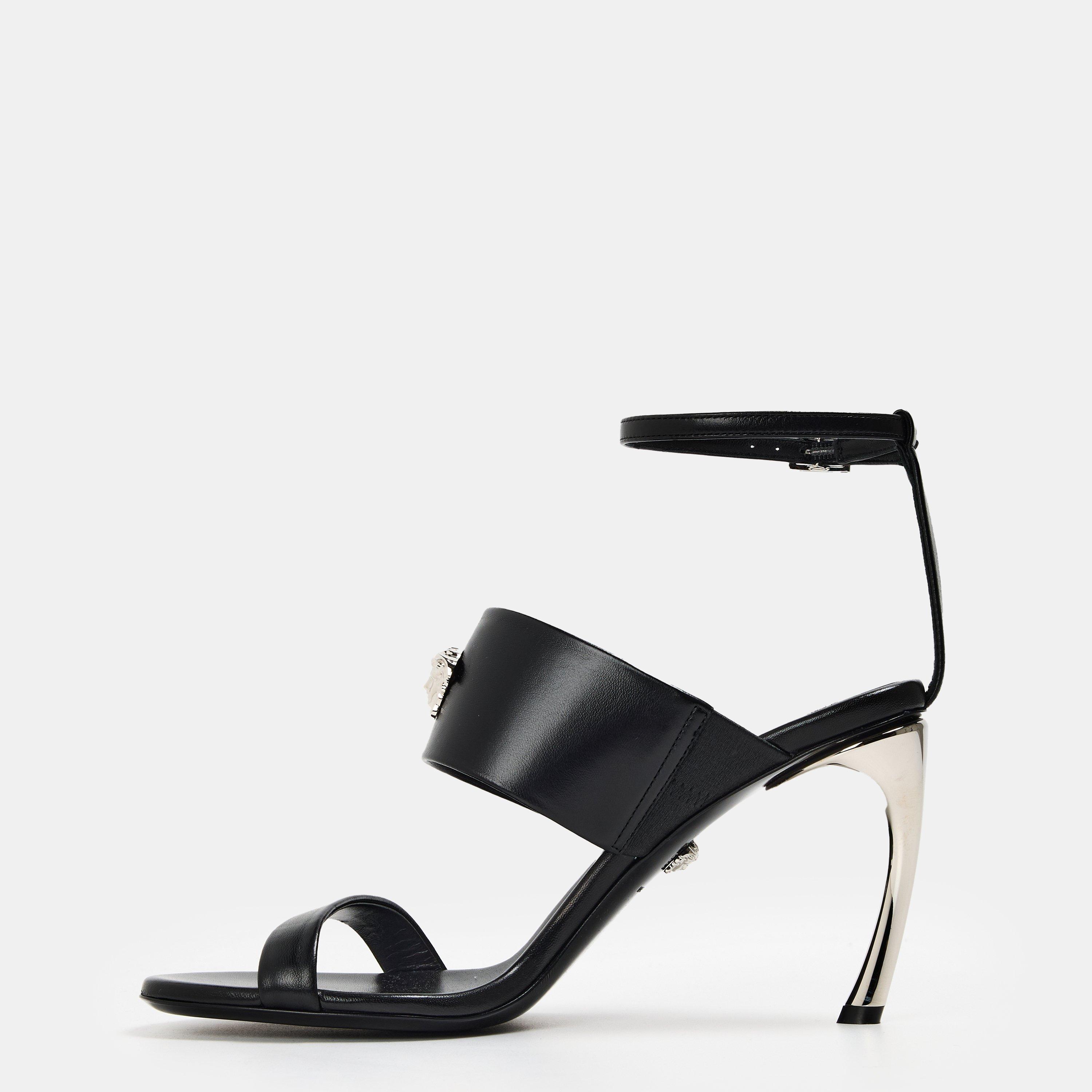 Black Palladium - Versace - Women's Structured Heel Heeled Sandals - 2