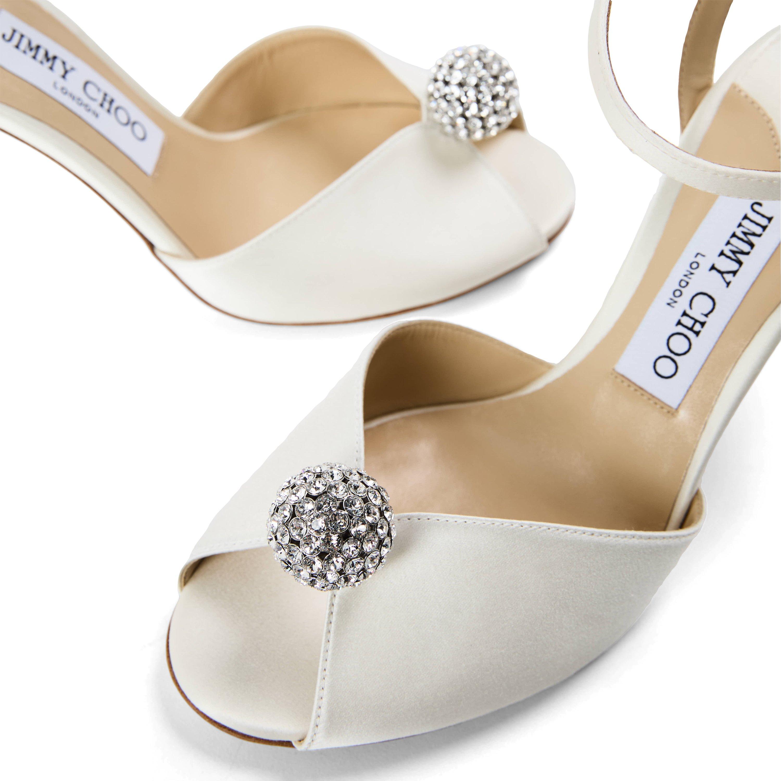 Ivory Crystal - Jimmy Choo - Women's Sacora 85 Heeled Sandals - 3