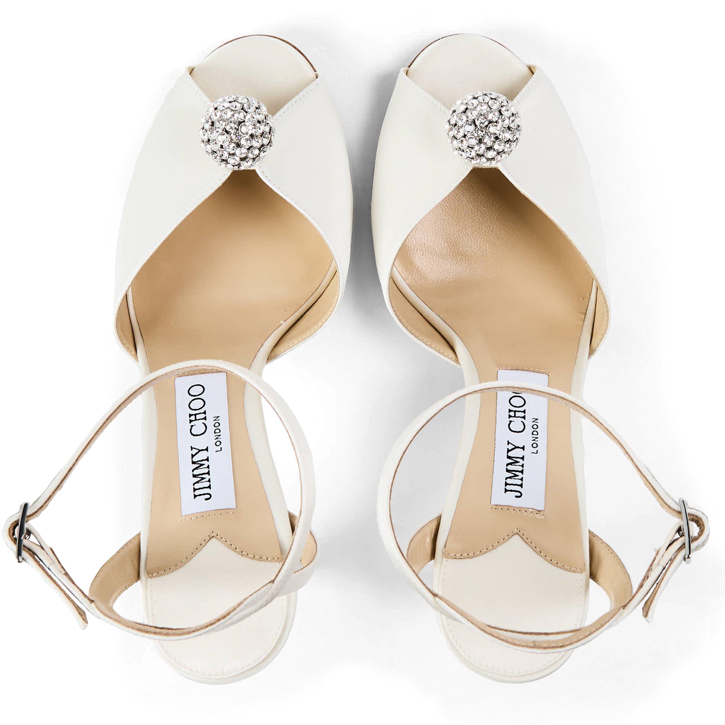 Ivory Crystal - Jimmy Choo - Women's Sacora 85 Heeled Sandals - 4