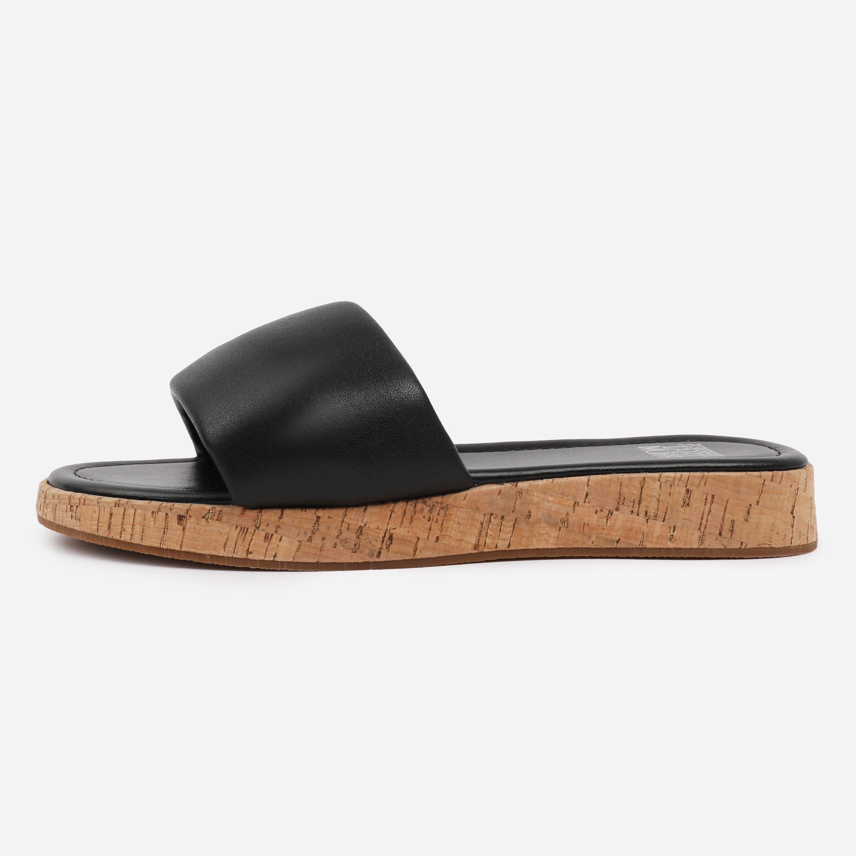 Blk Pu - Wheres That From - PU Julia Flatform Sliders Sandal Ladies - 1