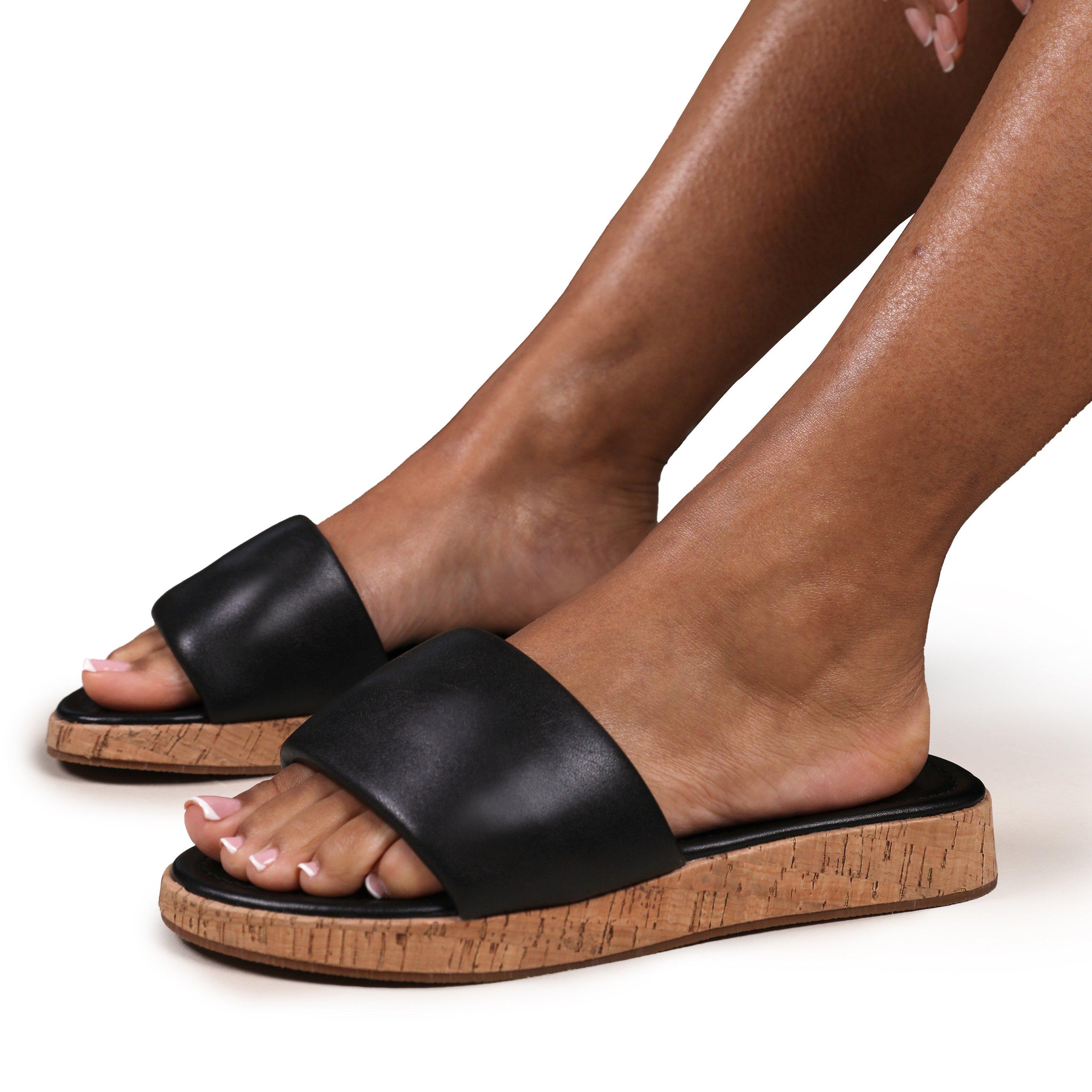 Blk Pu - Wheres That From - PU Julia Flatform Sliders Sandal Ladies - 2