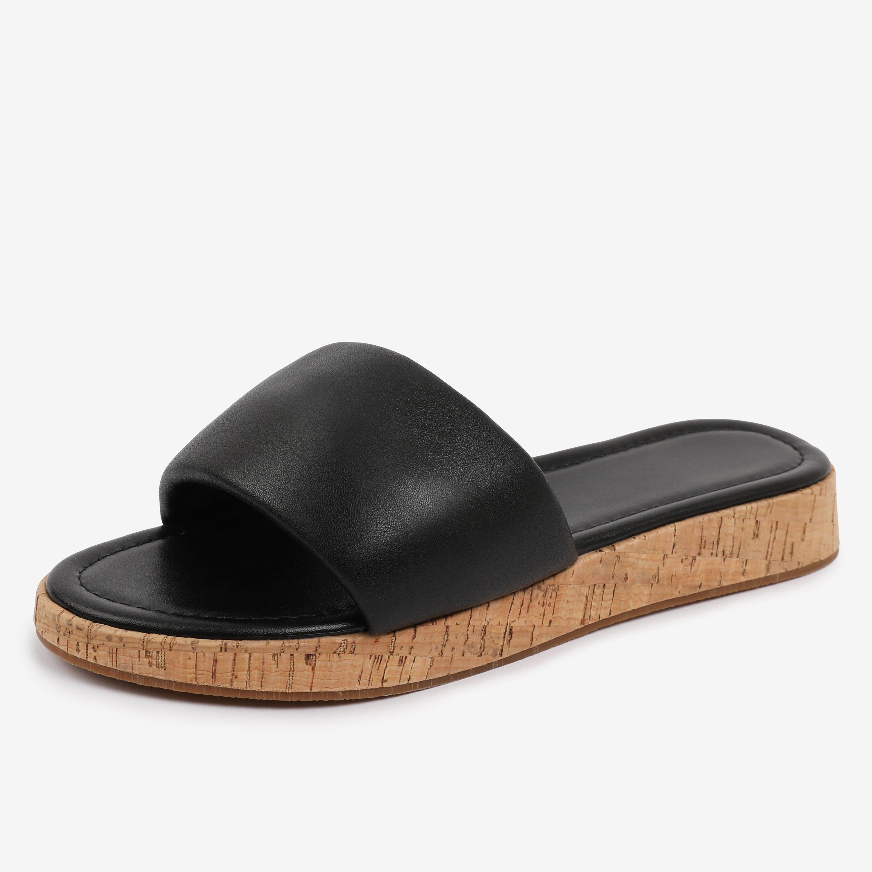 Blk Pu - Wheres That From - PU Julia Flatform Sliders Sandal Ladies - 5