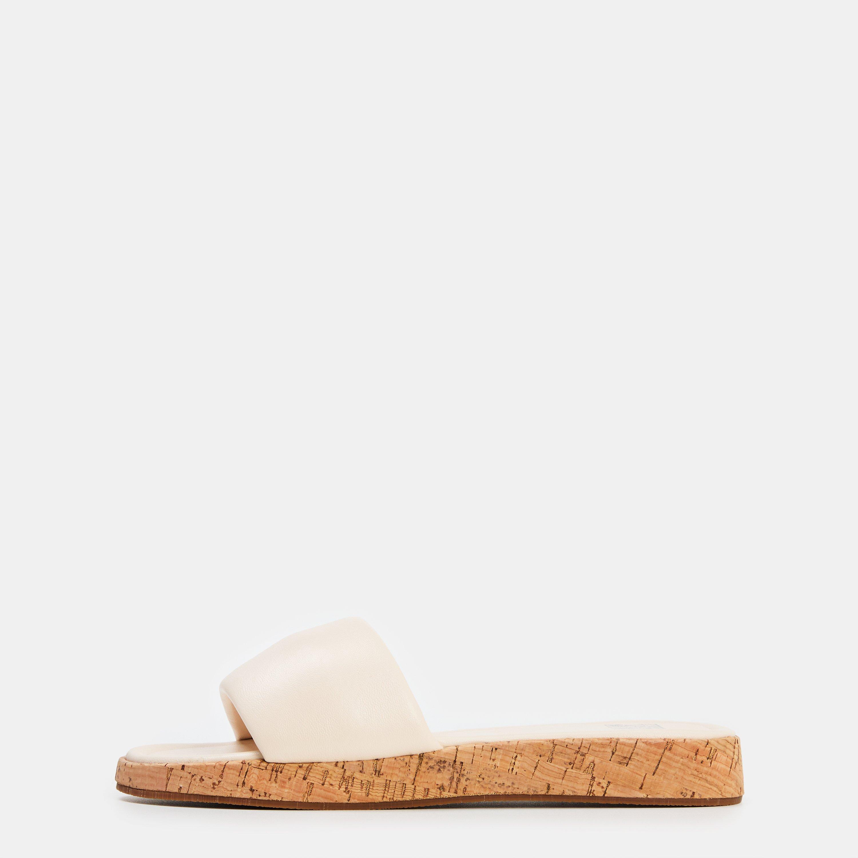 Cream Pu - Wheres That From - PU Julia Flatform Sliders Sandal Ladies - 2