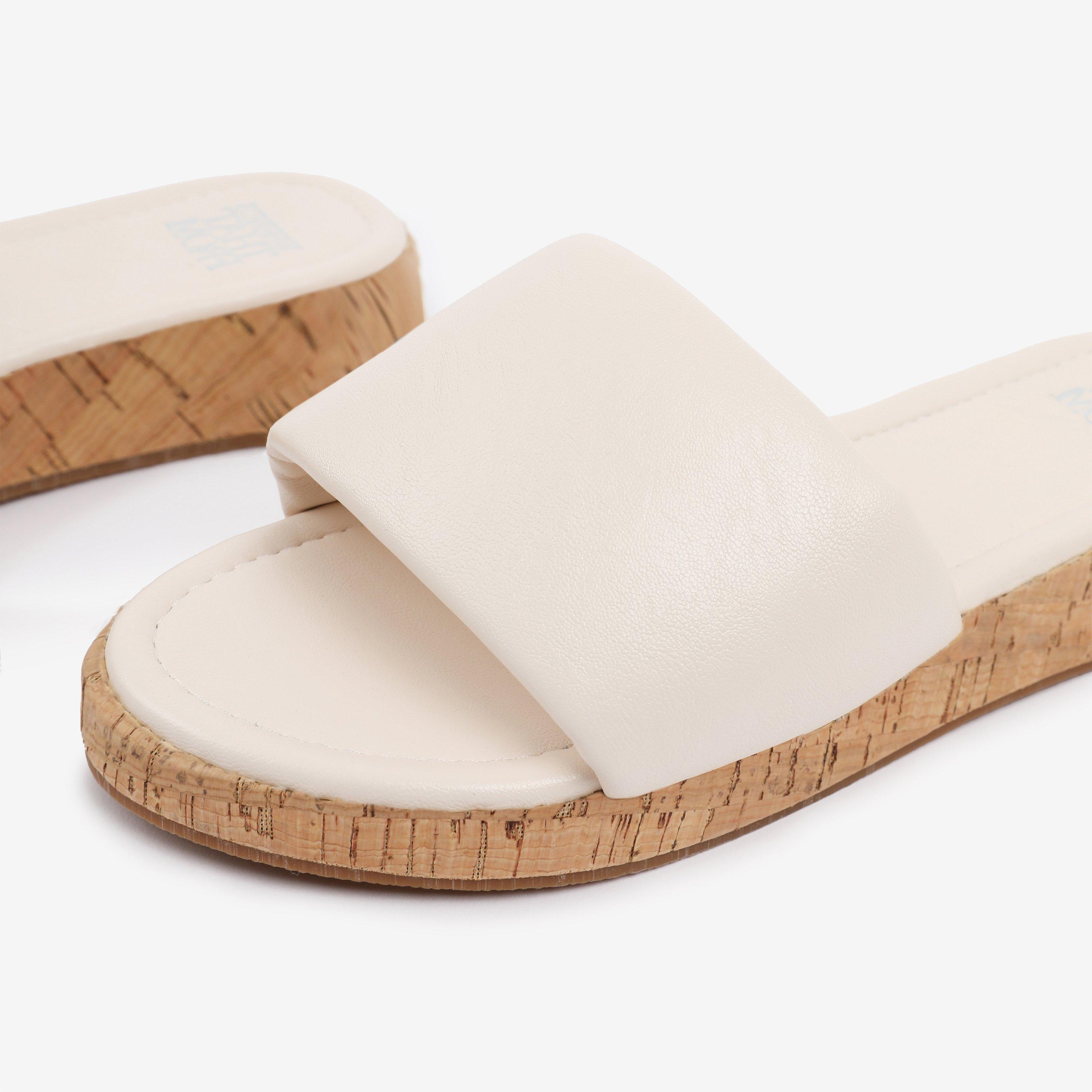 Cream Pu - Wheres That From - PU Julia Flatform Sliders Sandal Ladies - 3