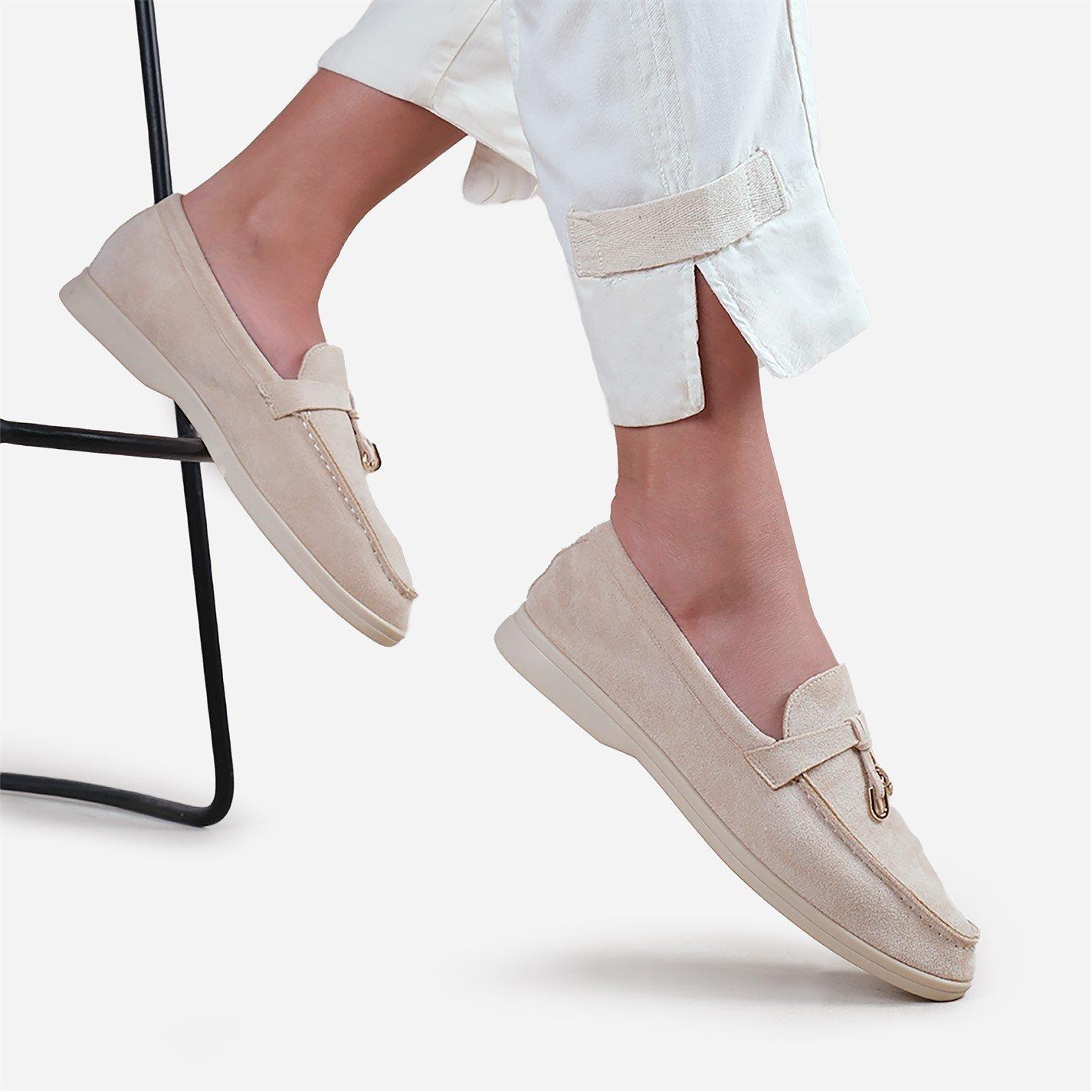 Beige Sde - Wheres That From - Slip On Trim Loafers - 2