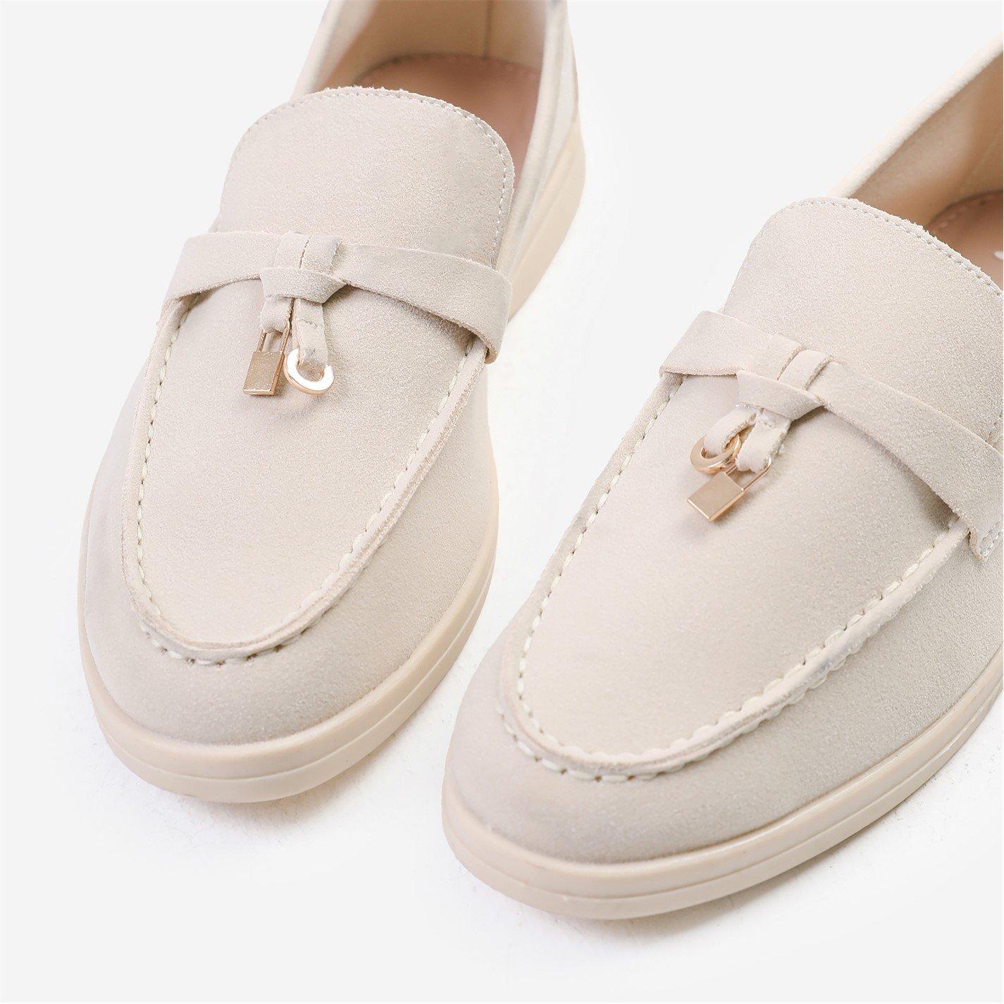 Beige Sde - Wheres That From - Slip On Trim Loafers - 4
