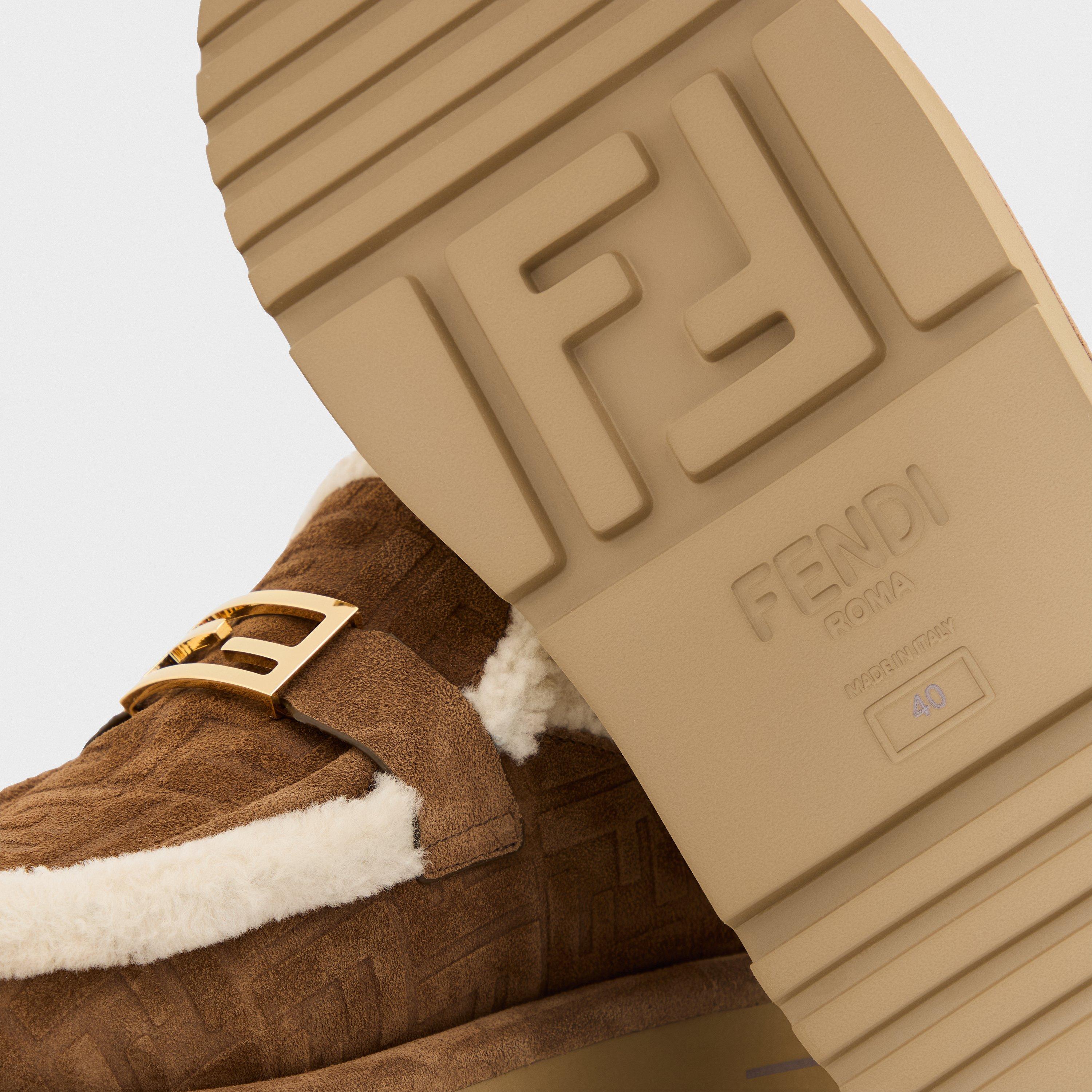Tabacco/Latte - Fendi - Women's Shearling Flat Mule - 3